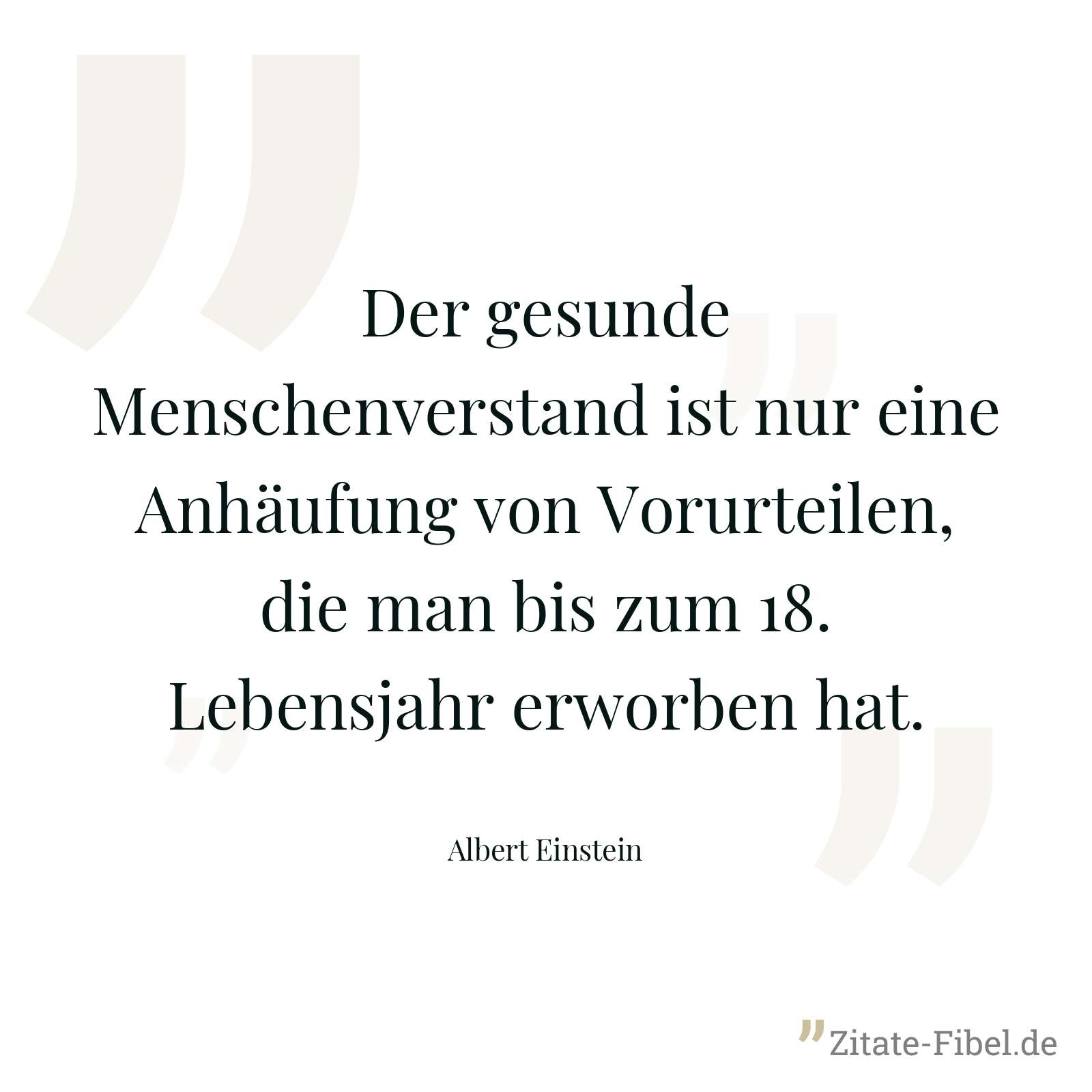 Der gesunde Menschenverstand ist nur eine Anhäufung von Vorurteilen, die man bis zum 18. Lebensjahr erworben hat. - Albert Einstein