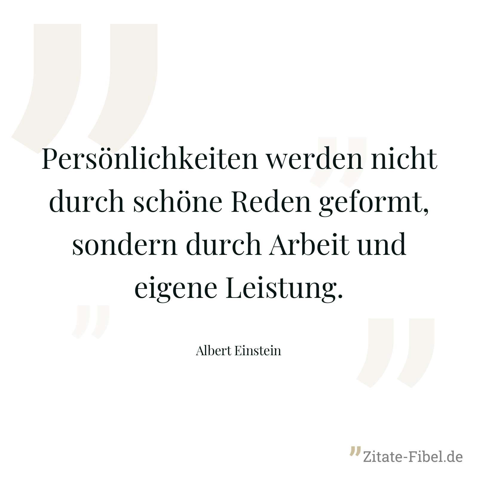 Persönlichkeiten werden nicht durch schöne Reden geformt, sondern durch Arbeit und eigene Leistung. - Albert Einstein