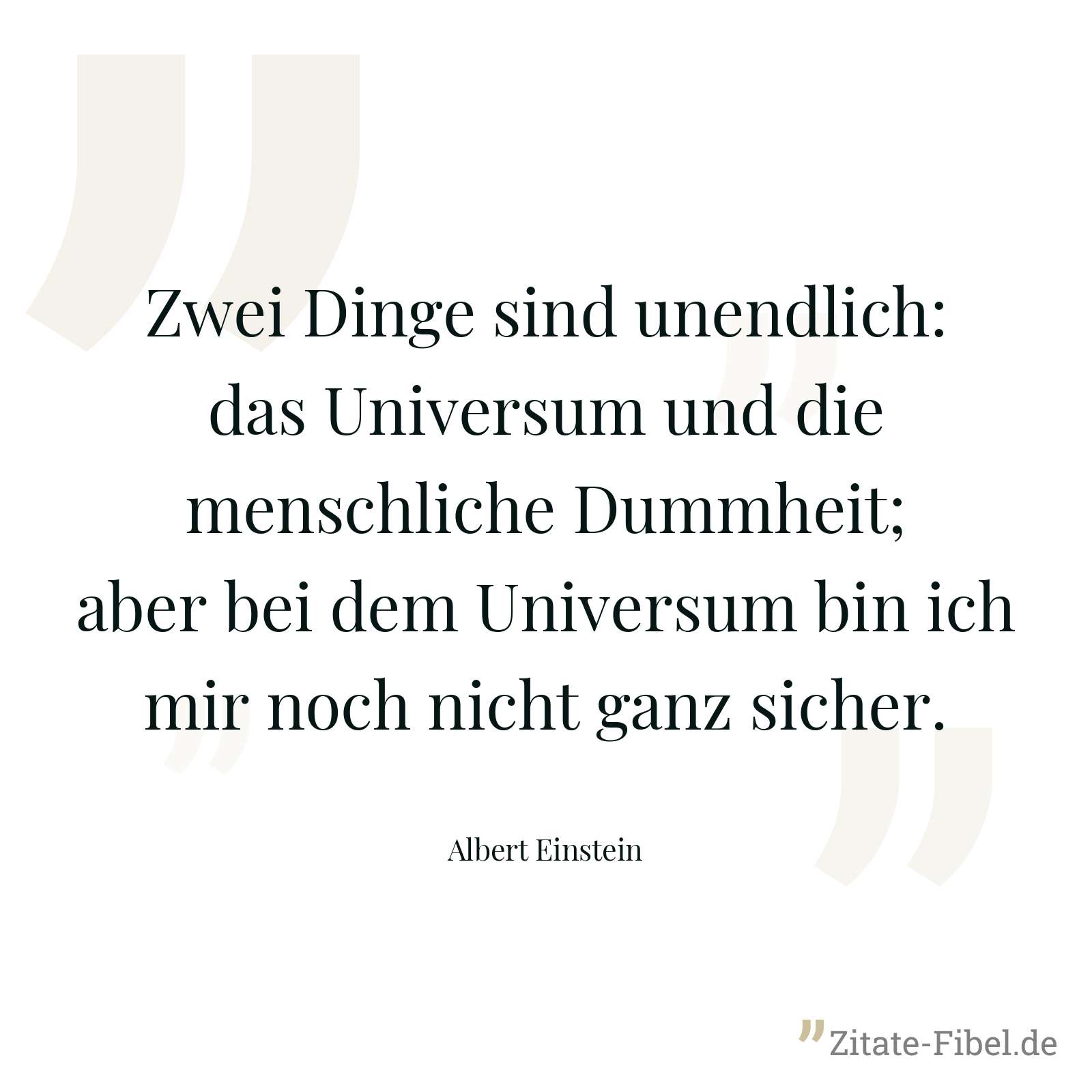 Zwei Dinge sind unendlich: das Universum und die menschliche Dummheit; aber bei dem Universum bin ich mir noch nicht ganz sicher. - Albert Einstein