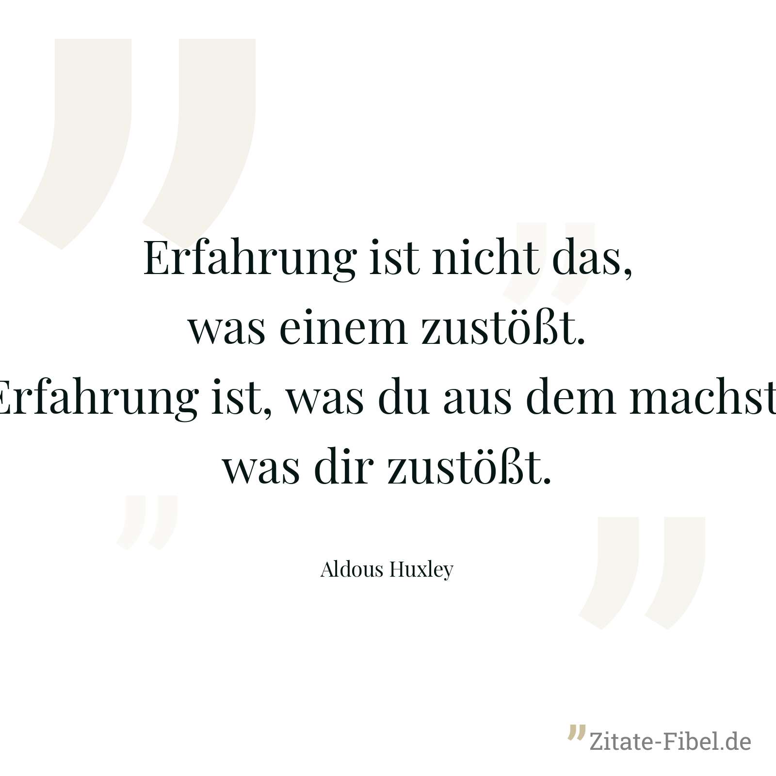 Erfahrung ist nicht das, was einem zustößt. Erfahrung ist, was du aus dem machst, was dir zustößt. - Aldous Huxley