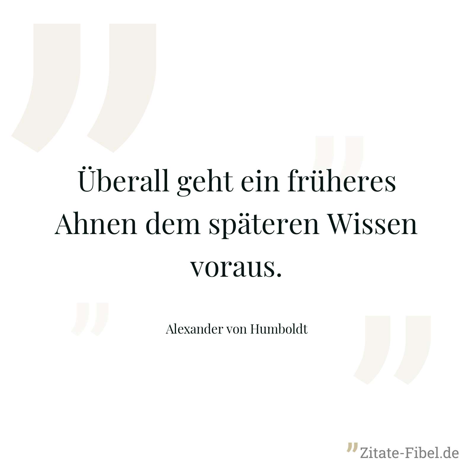 Überall geht ein früheres Ahnen dem späteren Wissen voraus. - Alexander von Humboldt