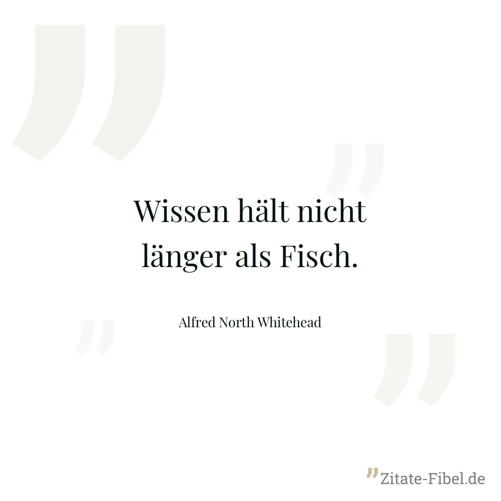 Wissen hält nicht länger als Fisch. - Alfred North Whitehead