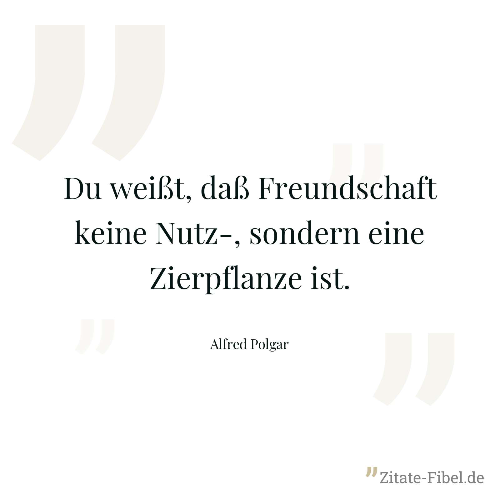 Du weißt, daß Freundschaft keine Nutz-, sondern eine Zierpflanze ist. - Alfred Polgar