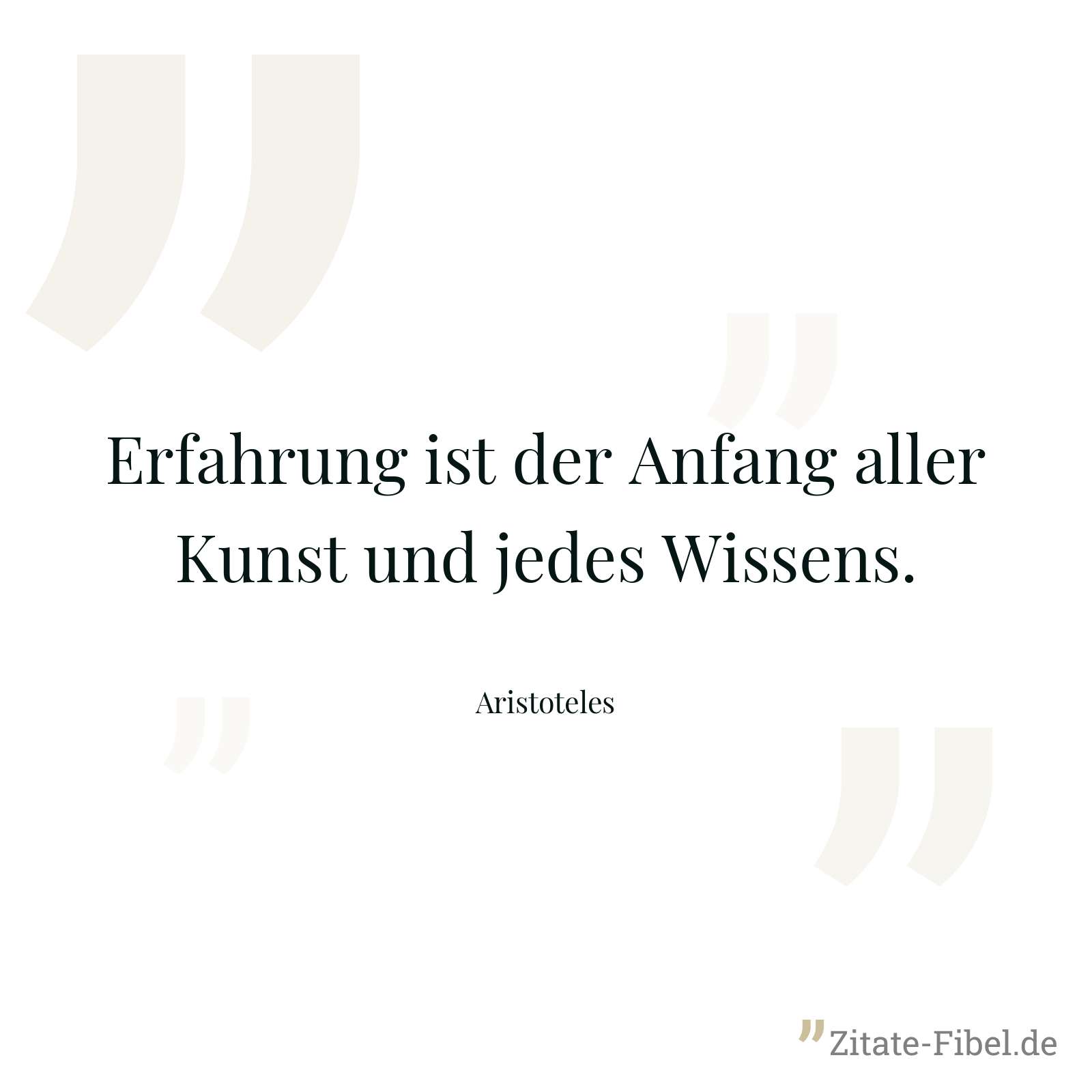Erfahrung ist der Anfang aller Kunst und jedes Wissens. - Aristoteles