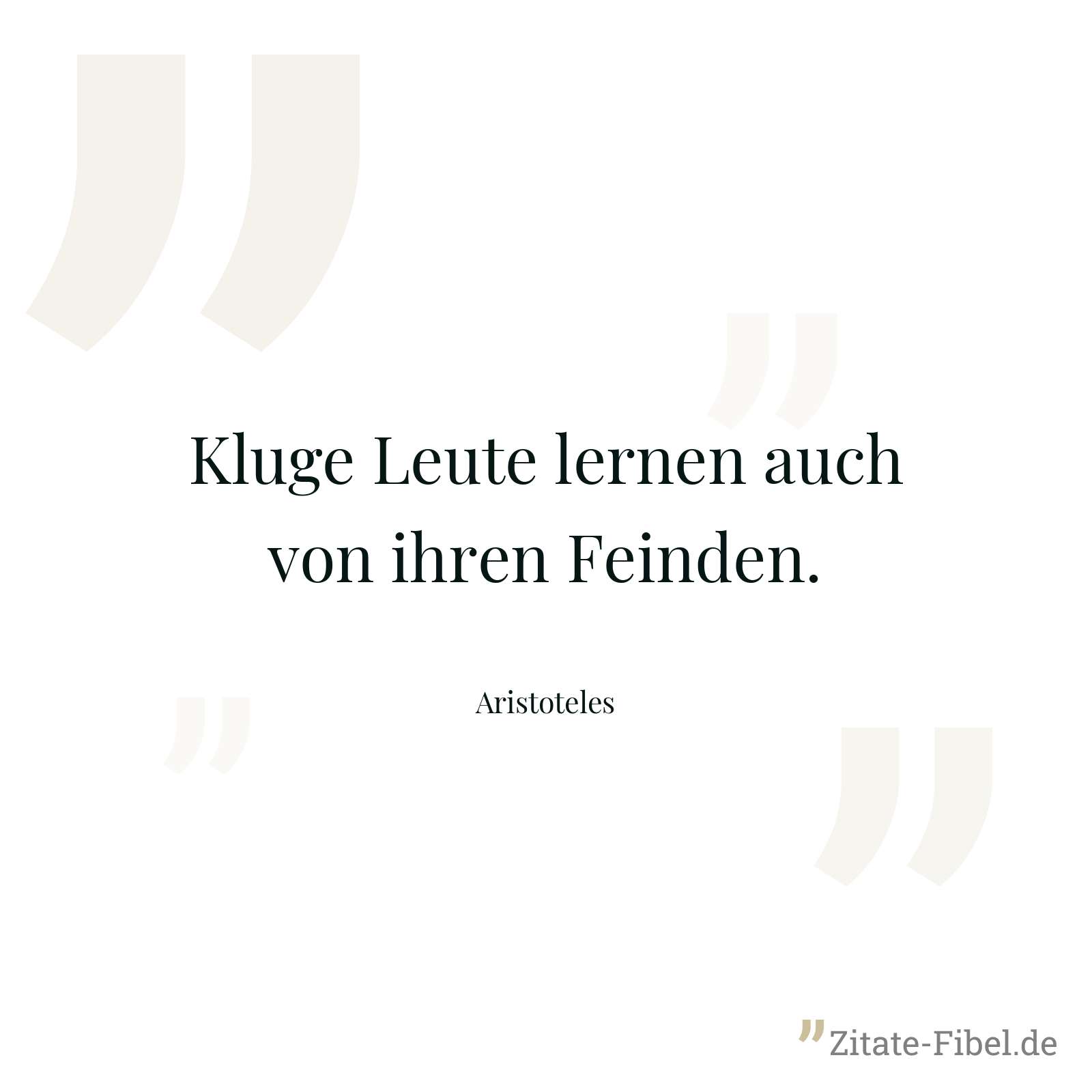 Kluge Leute lernen auch von ihren Feinden. - Aristoteles