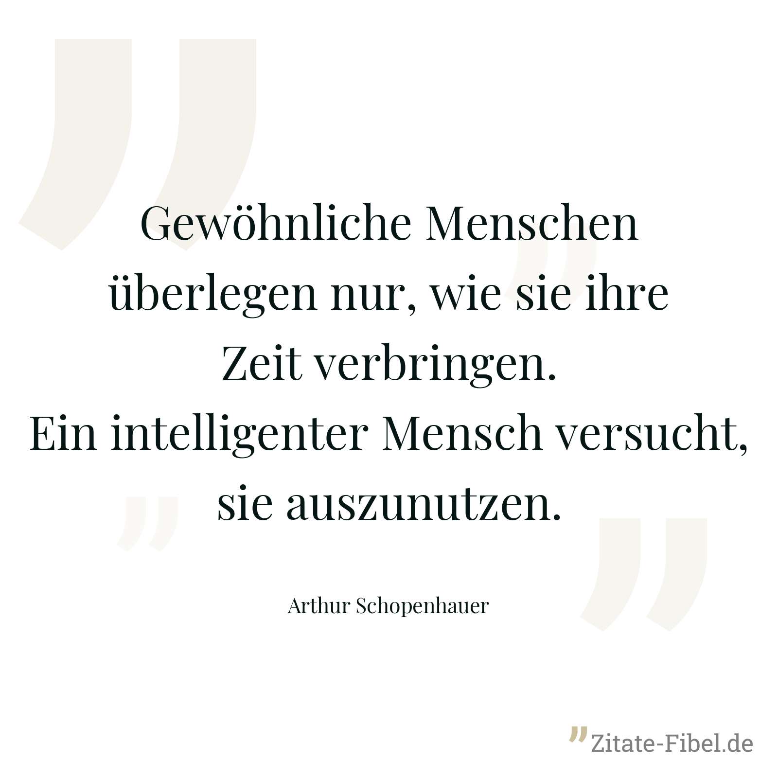Gewöhnliche Menschen überlegen nur, wie sie ihre Zeit verbringen. Ein intelligenter Mensch versucht, sie auszunutzen. - Arthur Schopenhauer