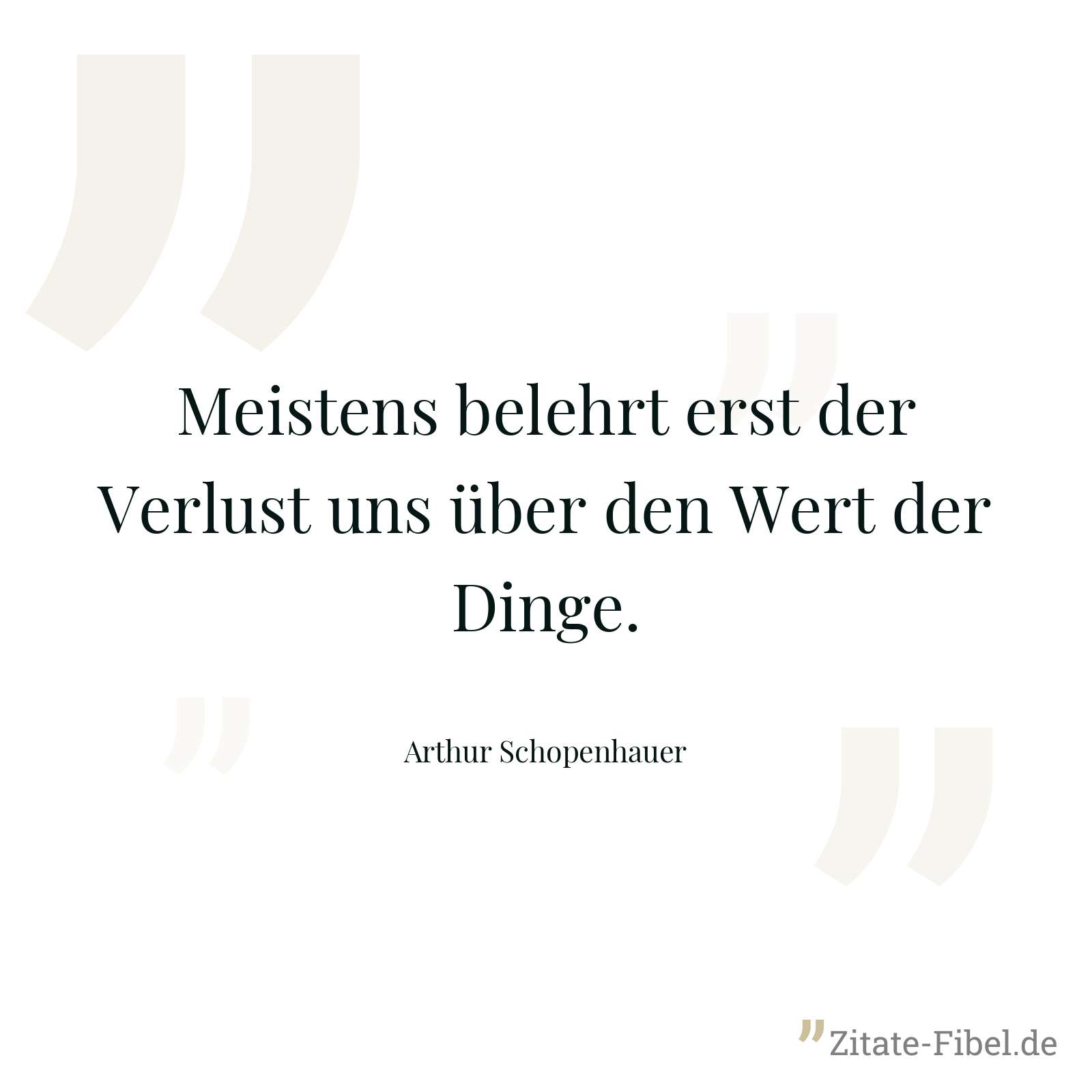Meistens belehrt erst der Verlust uns über den Wert der Dinge. - Arthur Schopenhauer