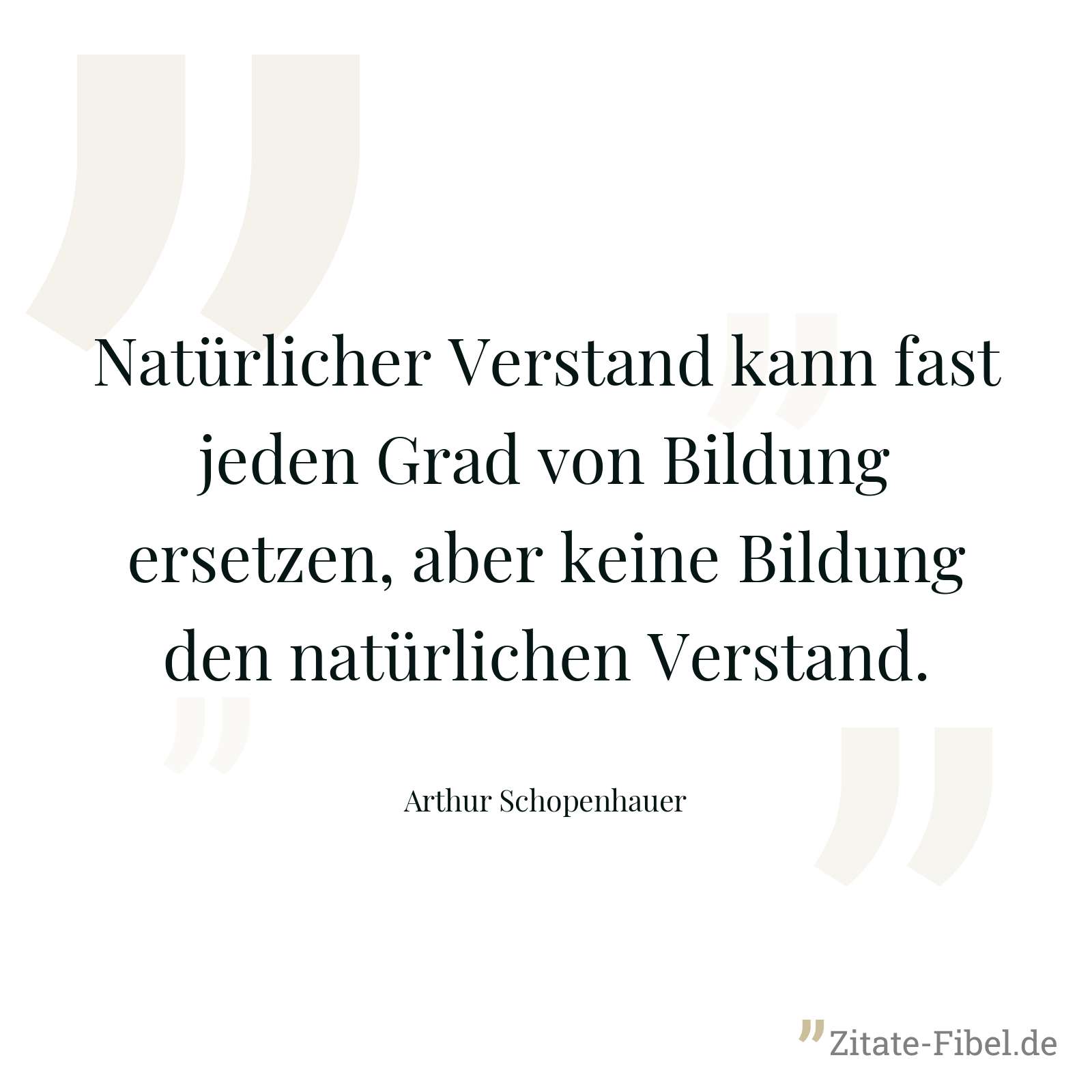 Natürlicher Verstand kann fast jeden Grad von Bildung ersetzen, aber keine Bildung den natürlichen Verstand. - Arthur Schopenhauer