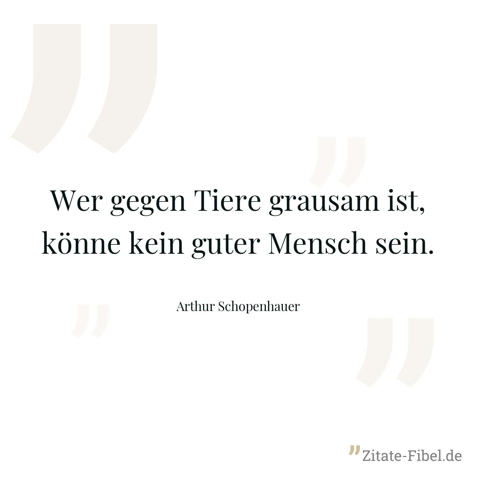 Wer gegen Tiere grausam ist, könne kein guter Mensch sein. - Arthur Schopenhauer