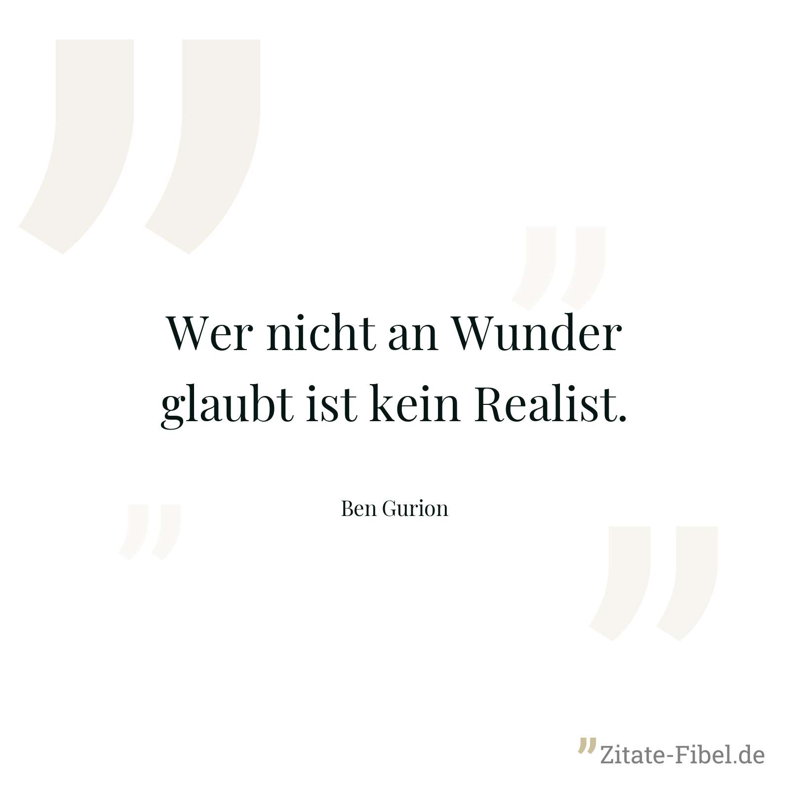 Wer nicht an Wunder glaubt ist kein Realist. - Ben Gurion