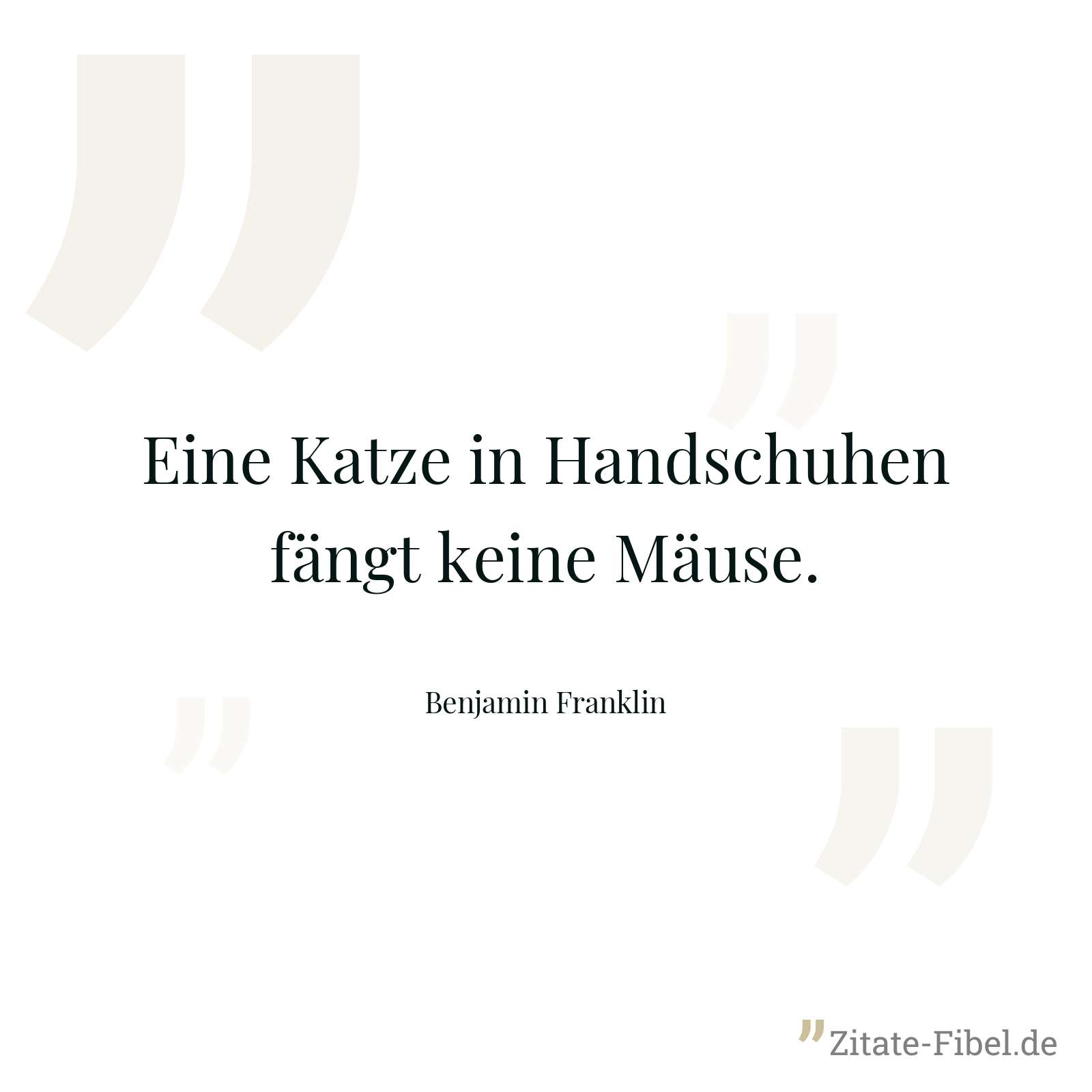 Eine Katze in Handschuhen fängt keine Mäuse. - Benjamin Franklin