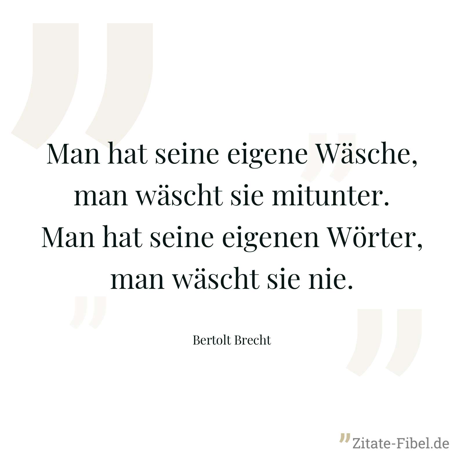 Man hat seine eigene Wäsche, man wäscht sie mitunter. Man hat seine eigenen Wörter, man wäscht sie nie. - Bertolt Brecht