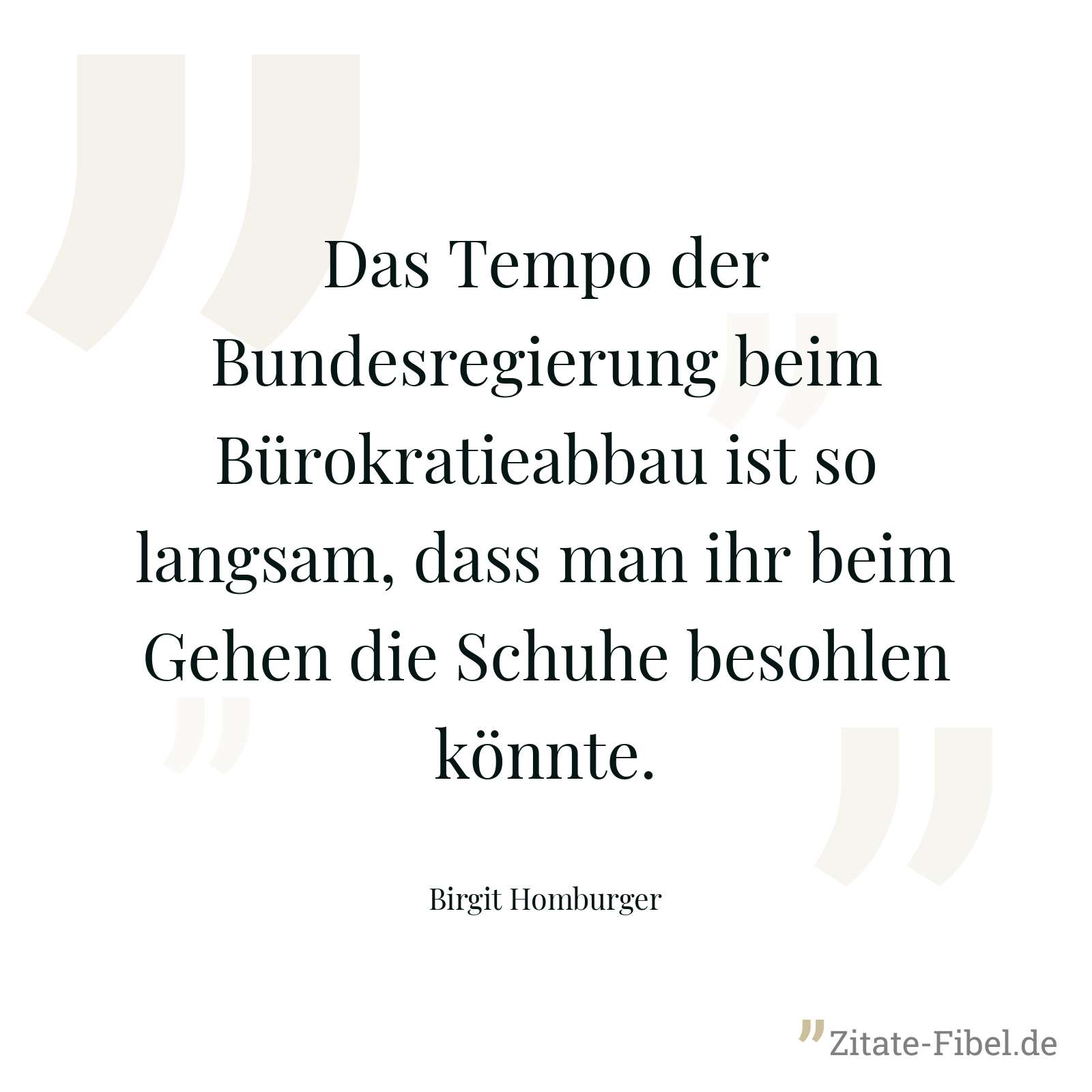 Das Tempo der Bundesregierung beim Bürokratieabbau ist so langsam, dass man ihr beim Gehen die Schuhe besohlen könnte. - Birgit Homburger