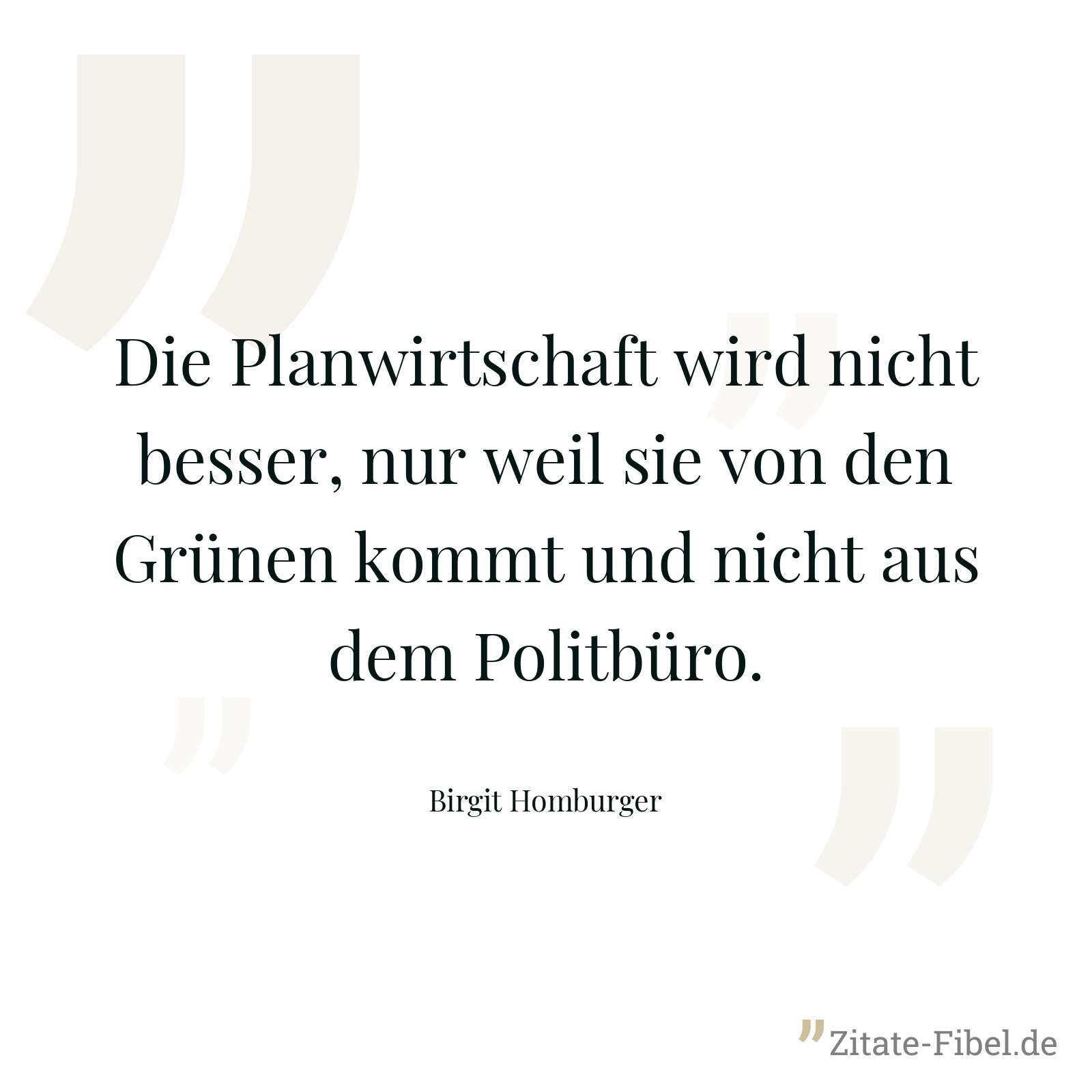 Die Planwirtschaft wird nicht besser, nur weil sie von den Grünen kommt und nicht aus dem Politbüro. - Birgit Homburger