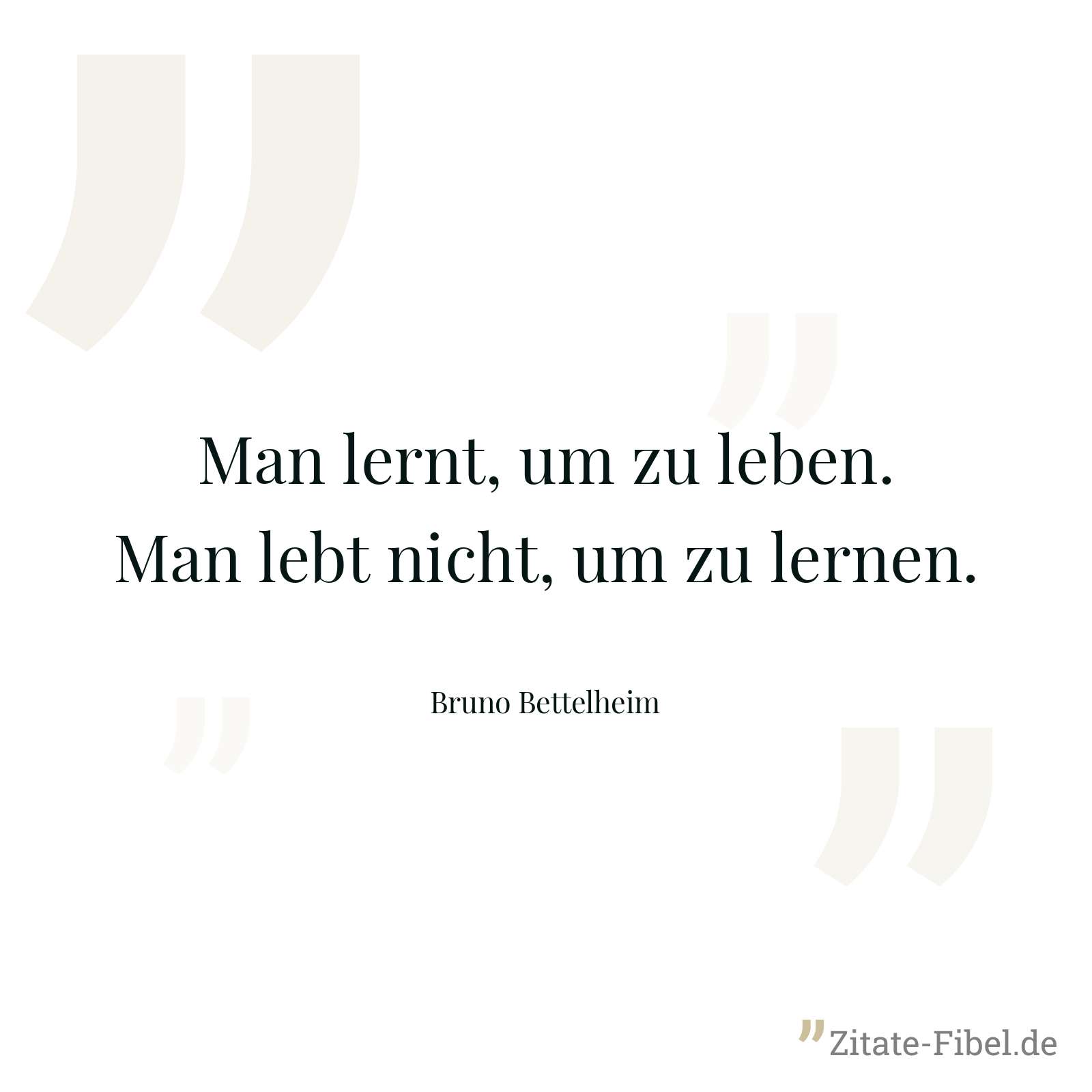 Man lernt, um zu leben. Man lebt nicht, um zu lernen. - Bruno Bettelheim