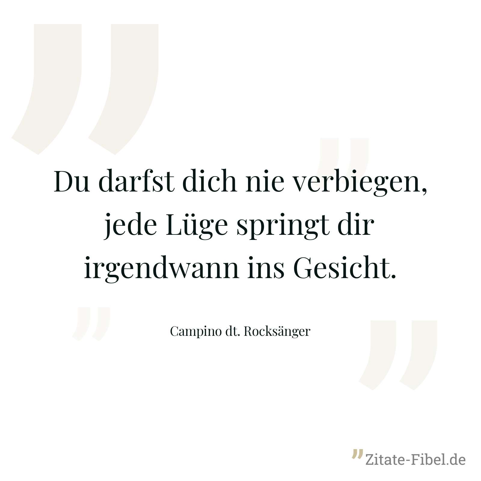 Du darfst dich nie verbiegen, jede Lüge springt dir irgendwann ins Gesicht. - Campino