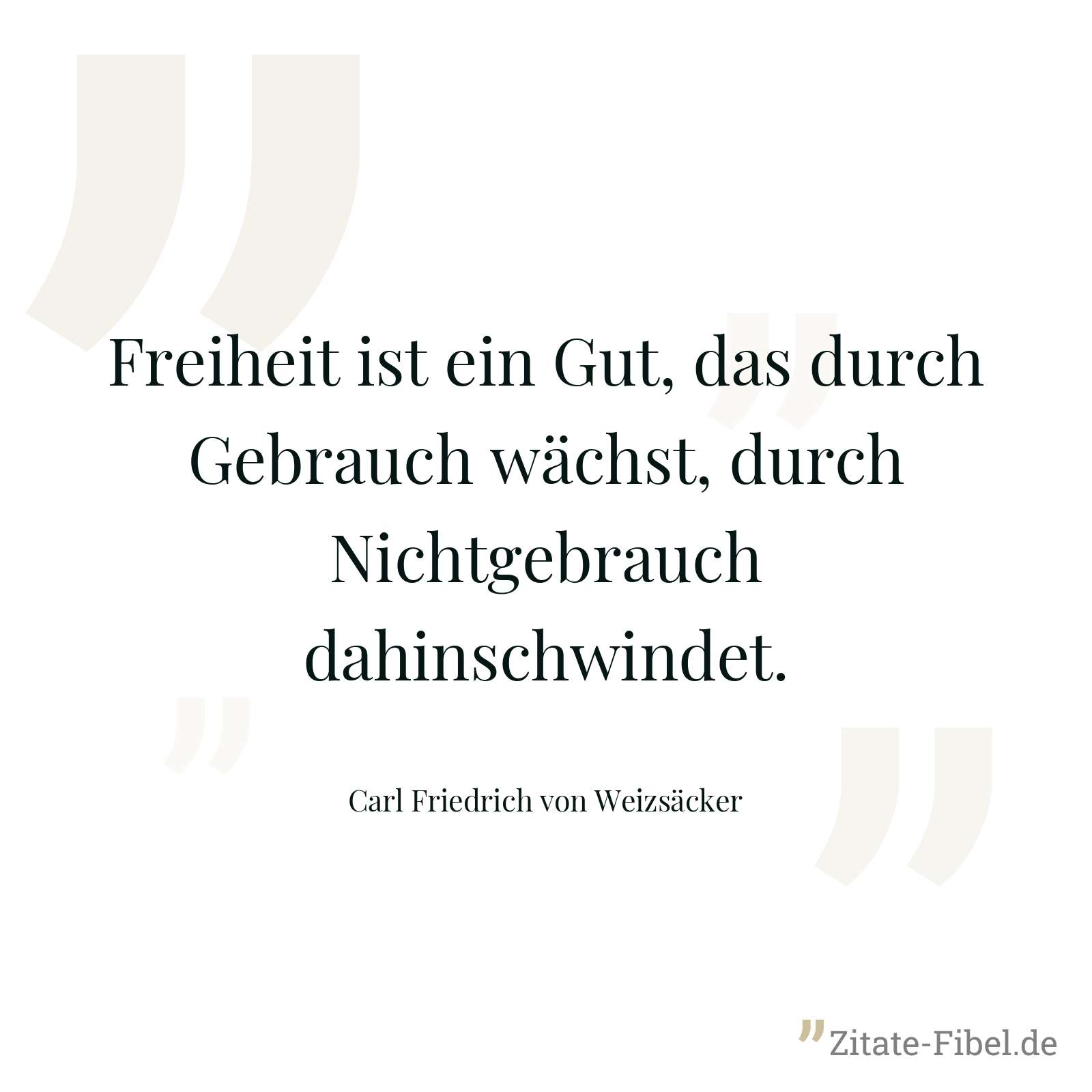 Freiheit ist ein Gut, das durch Gebrauch wächst, durch Nichtgebrauch dahinschwindet. - Carl Friedrich von Weizsäcker