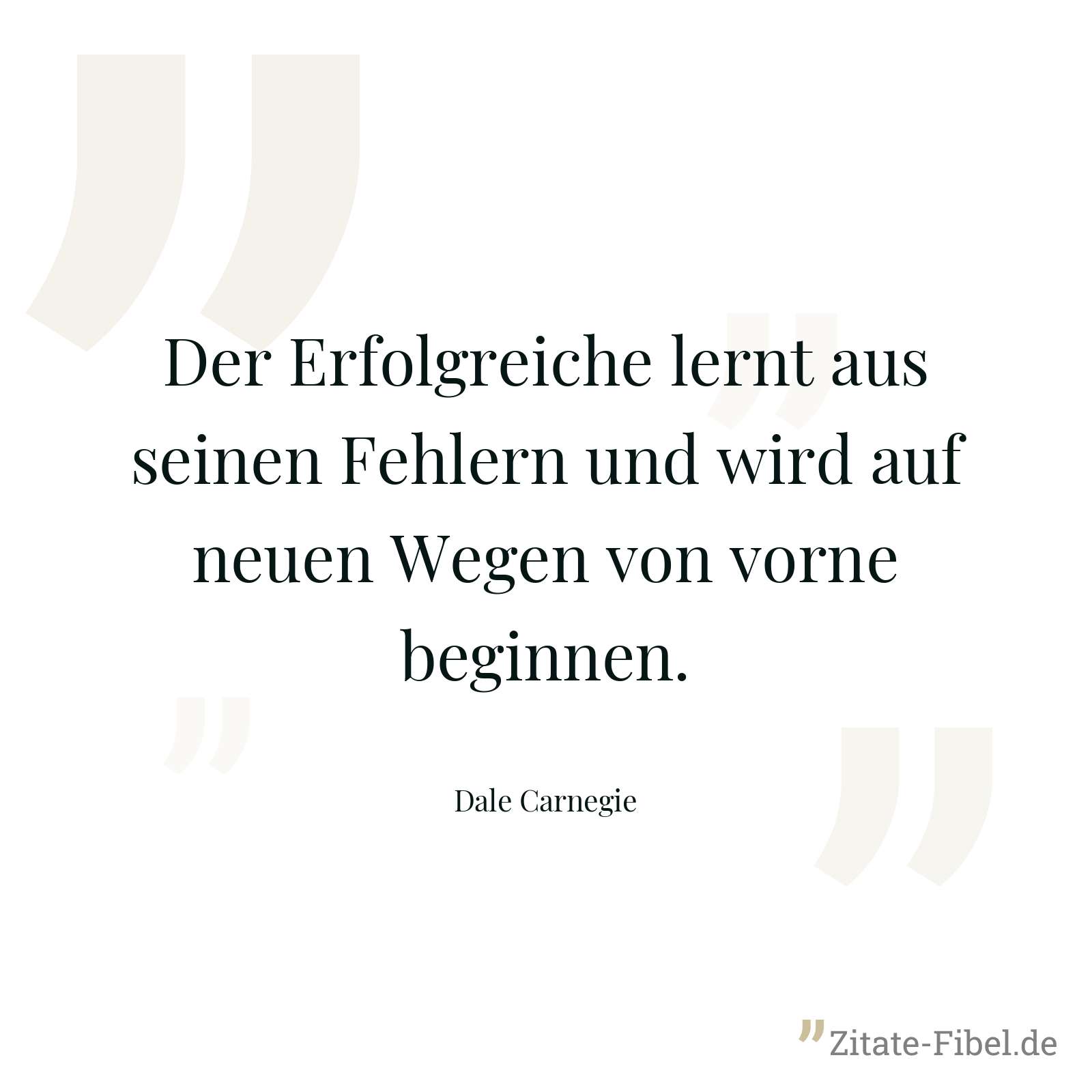 Der Erfolgreiche lernt aus seinen Fehlern und wird auf neuen Wegen von vorne beginnen. - Dale Carnegie