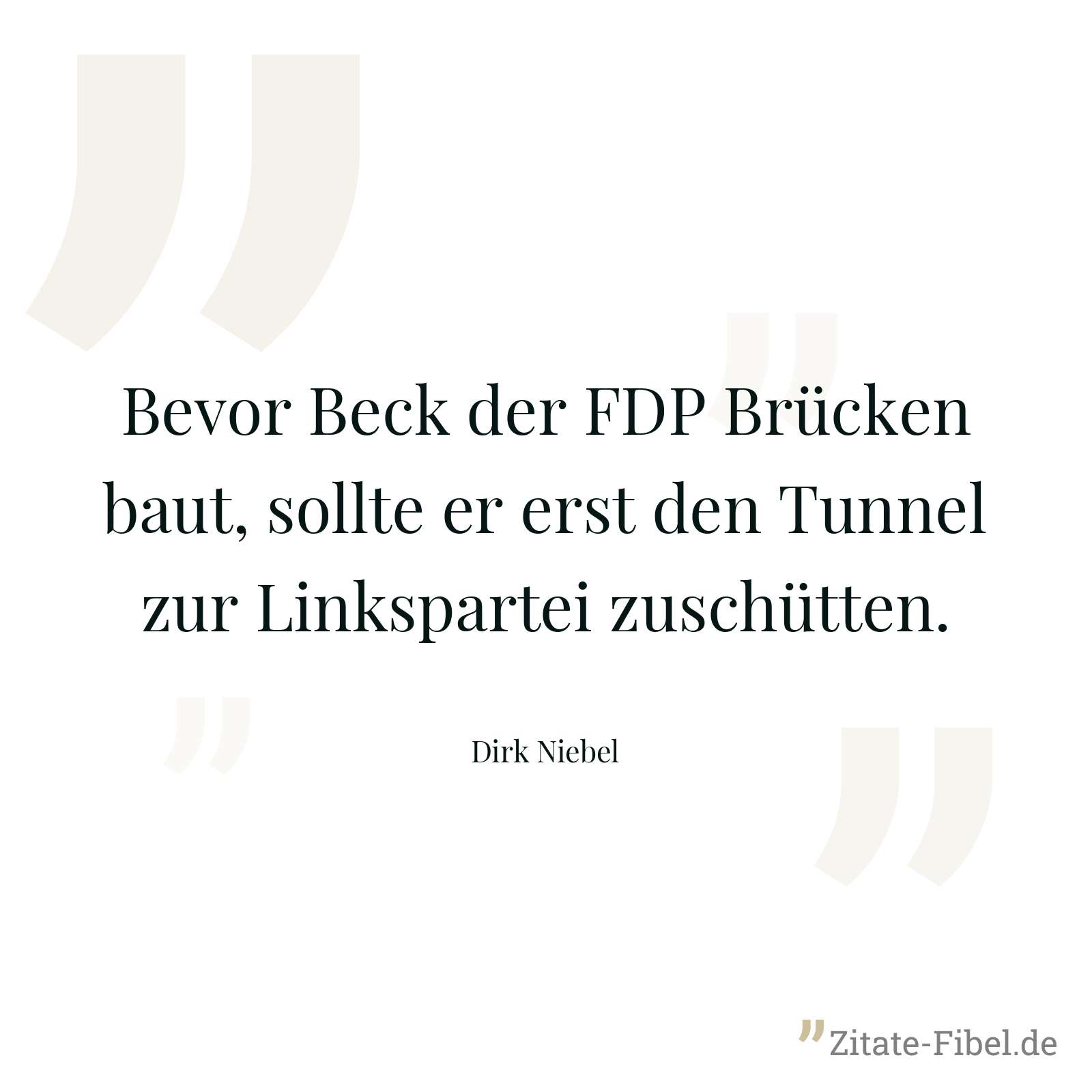 Bevor Beck der FDP Brücken baut, sollte er erst den Tunnel zur Linkspartei zuschütten. - Dirk Niebel