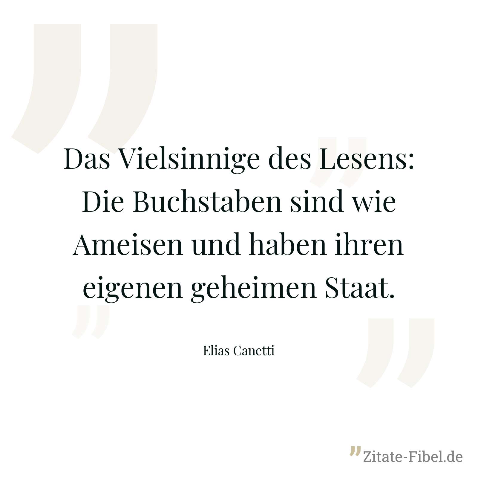 Das Vielsinnige des Lesens: Die Buchstaben sind wie Ameisen und haben ihren eigenen geheimen Staat. - Elias Canetti