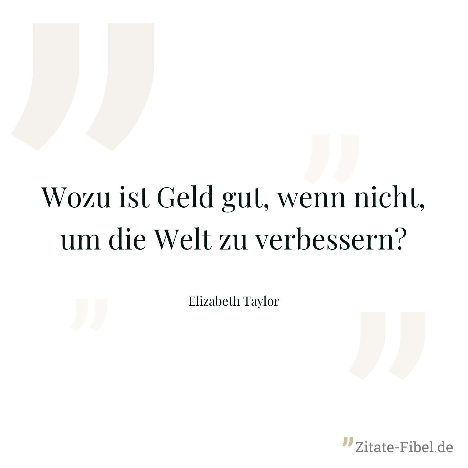 Wozu ist Geld gut, wenn nicht, um die Welt zu verbessern? - Elizabeth Taylor