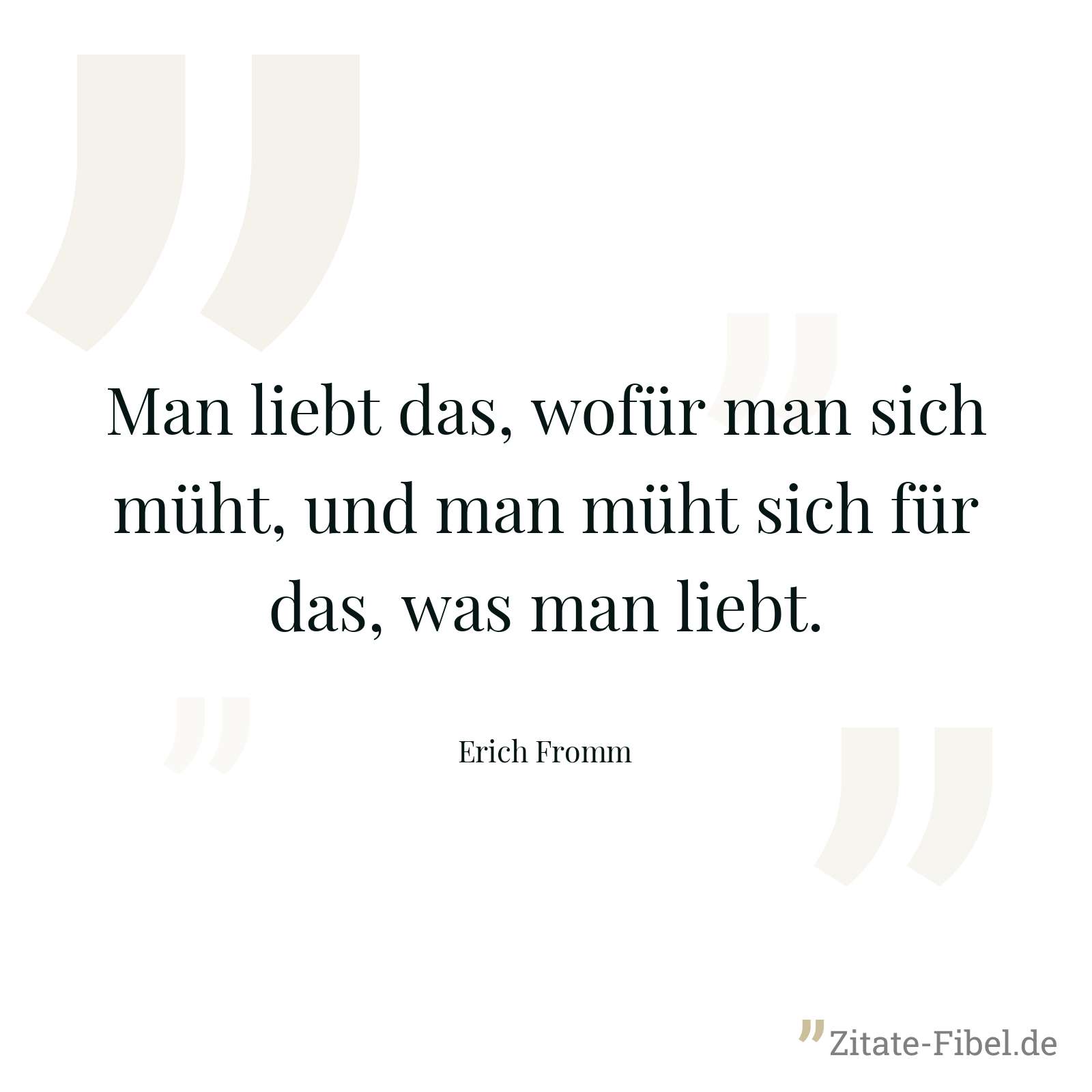 Man liebt das, wofür man sich müht, und man müht sich für das, was man liebt. - Erich Fromm