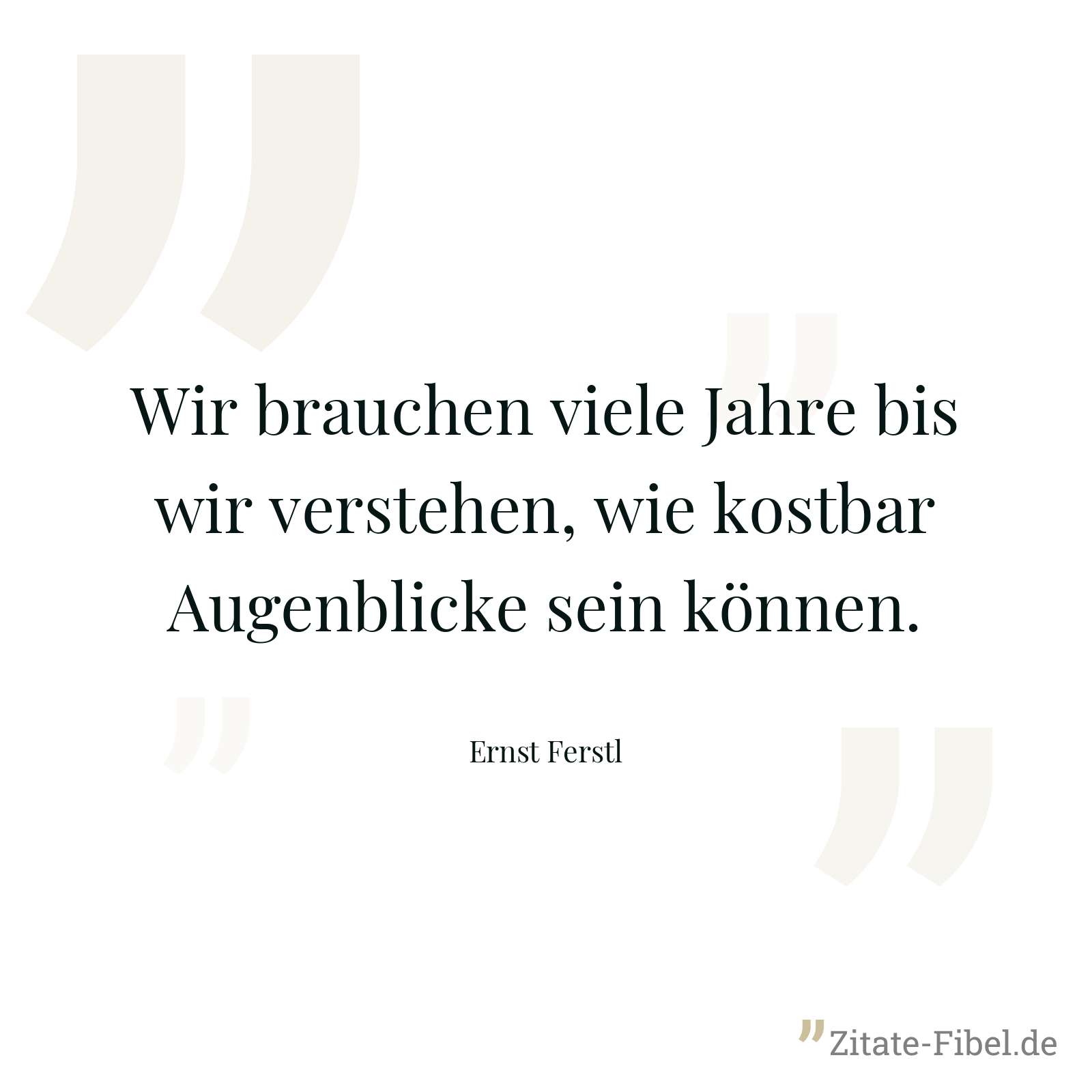 Wir brauchen viele Jahre bis wir verstehen, wie kostbar Augenblicke sein können. - Ernst Ferstl