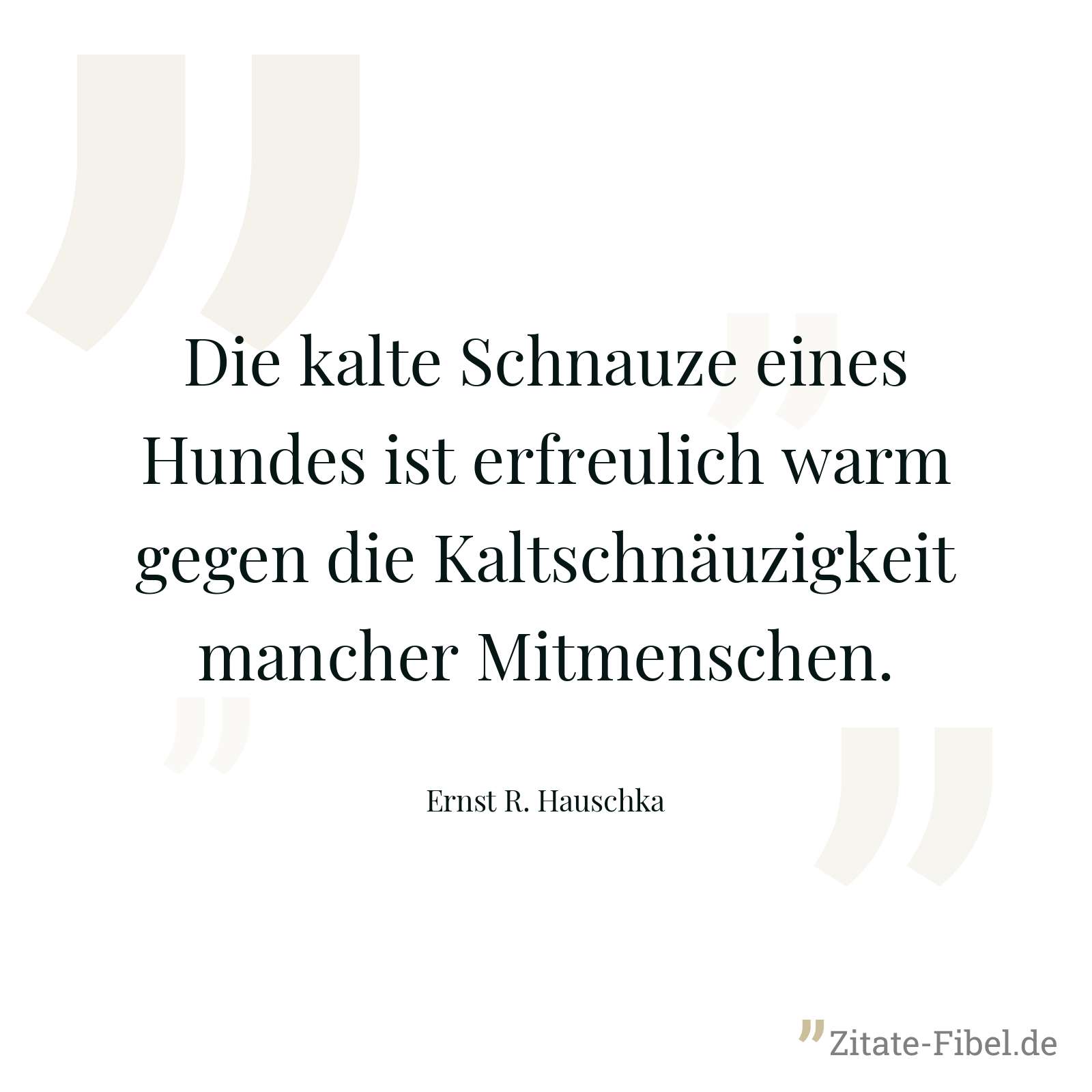 Die kalte Schnauze eines Hundes ist erfreulich warm gegen die Kaltschnäuzigkeit mancher Mitmenschen. - Ernst R. Hauschka