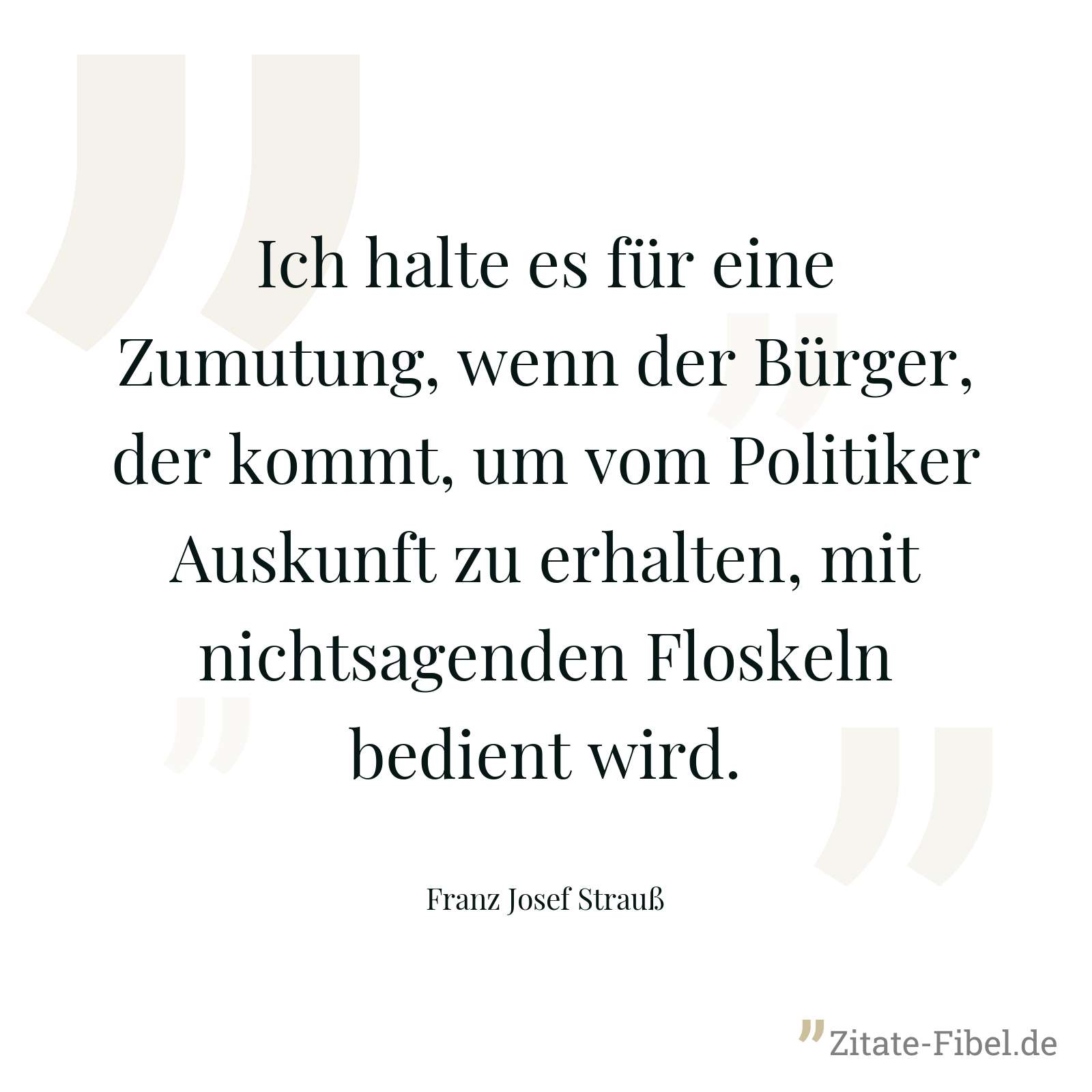 Ich halte es für eine Zumutung, wenn der Bürger, der kommt, um vom Politiker Auskunft zu erhalten, mit nichtsagenden Floskeln bedient wird. - Franz Josef Strauß