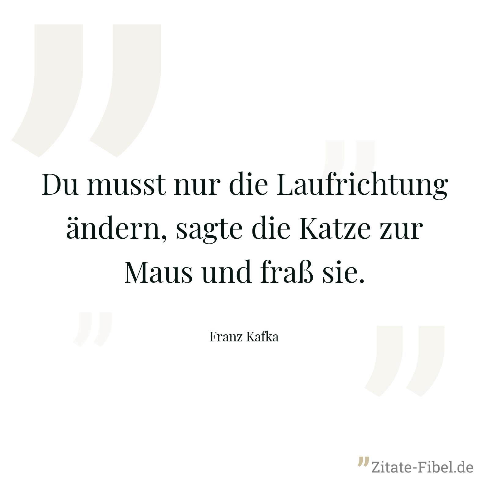 Du musst nur die Laufrichtung ändern, sagte die Katze zur Maus und fraß sie. - Franz Kafka