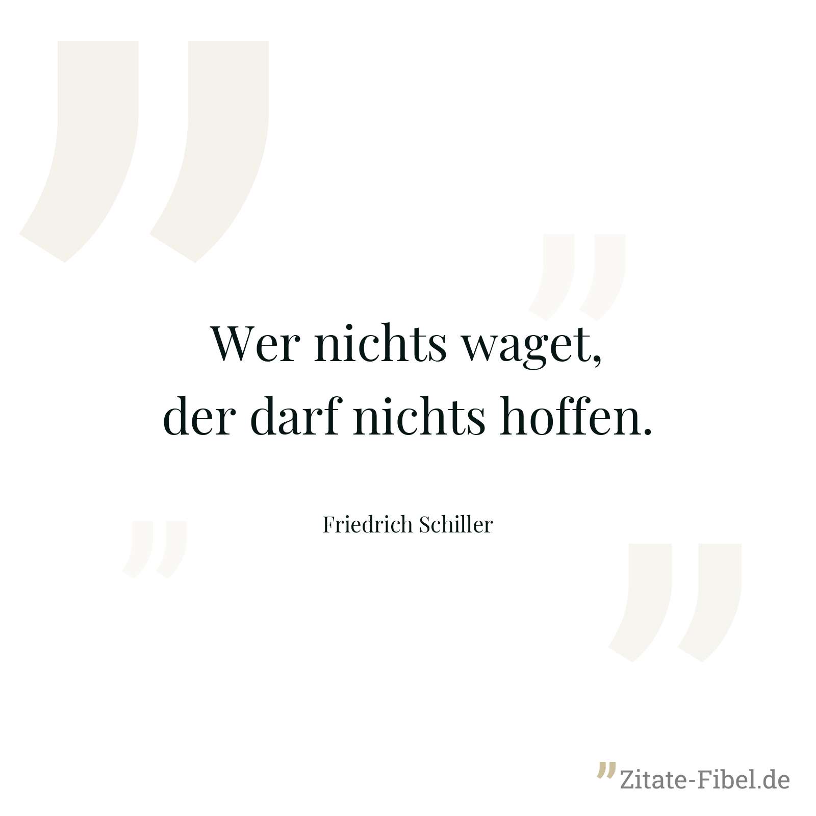 Wer nichts waget, der darf nichts hoffen. - Friedrich Schiller
