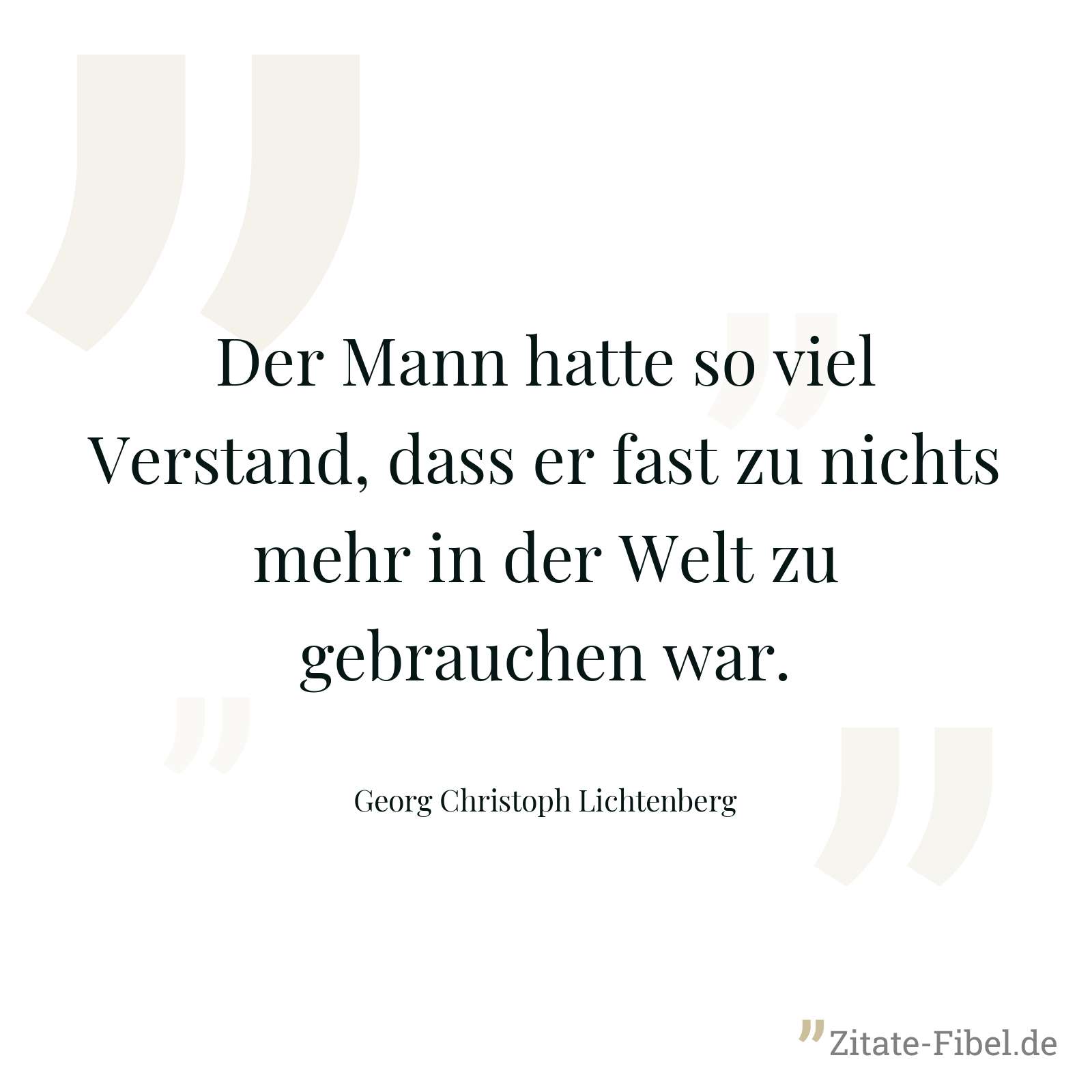 Der Mann hatte so viel Verstand, dass er fast zu nichts mehr in der Welt zu gebrauchen war. - Georg Christoph Lichtenberg