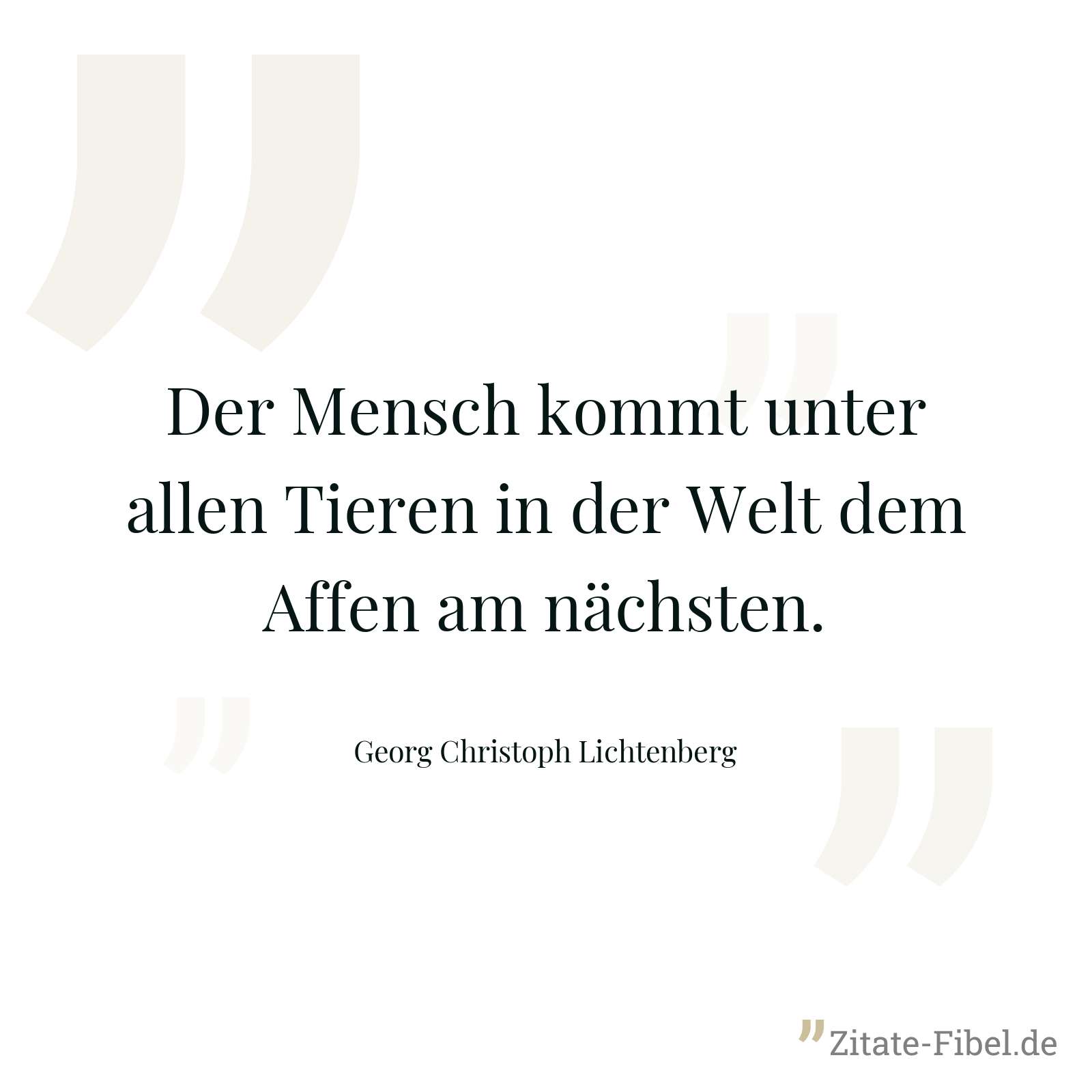 Der Mensch kommt unter allen Tieren in der Welt dem Affen am nächsten. - Georg Christoph Lichtenberg