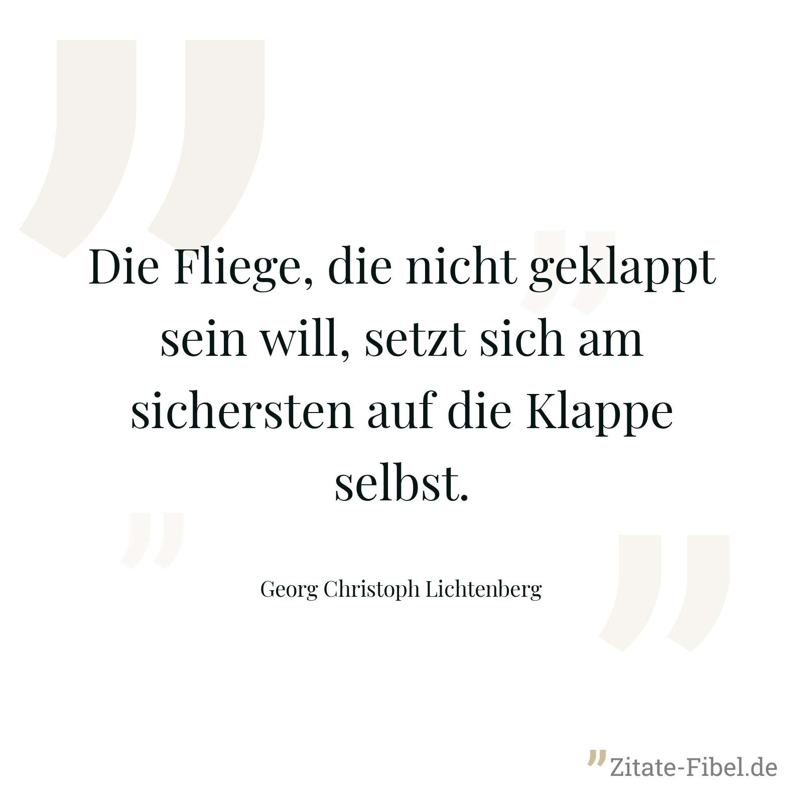 Die Fliege, die nicht geklappt sein will, setzt sich am sichersten auf die Klappe selbst. - Georg Christoph Lichtenberg