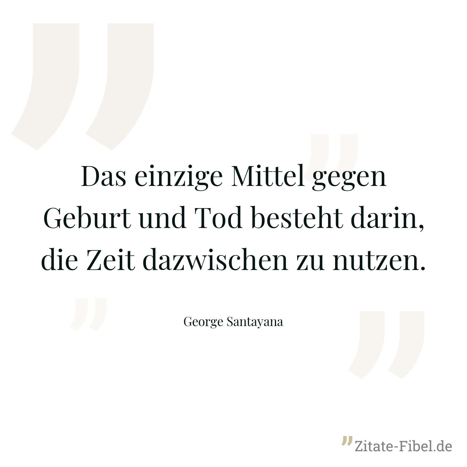 Das einzige Mittel gegen Geburt und Tod besteht darin, die Zeit dazwischen zu nutzen. - George Santayana
