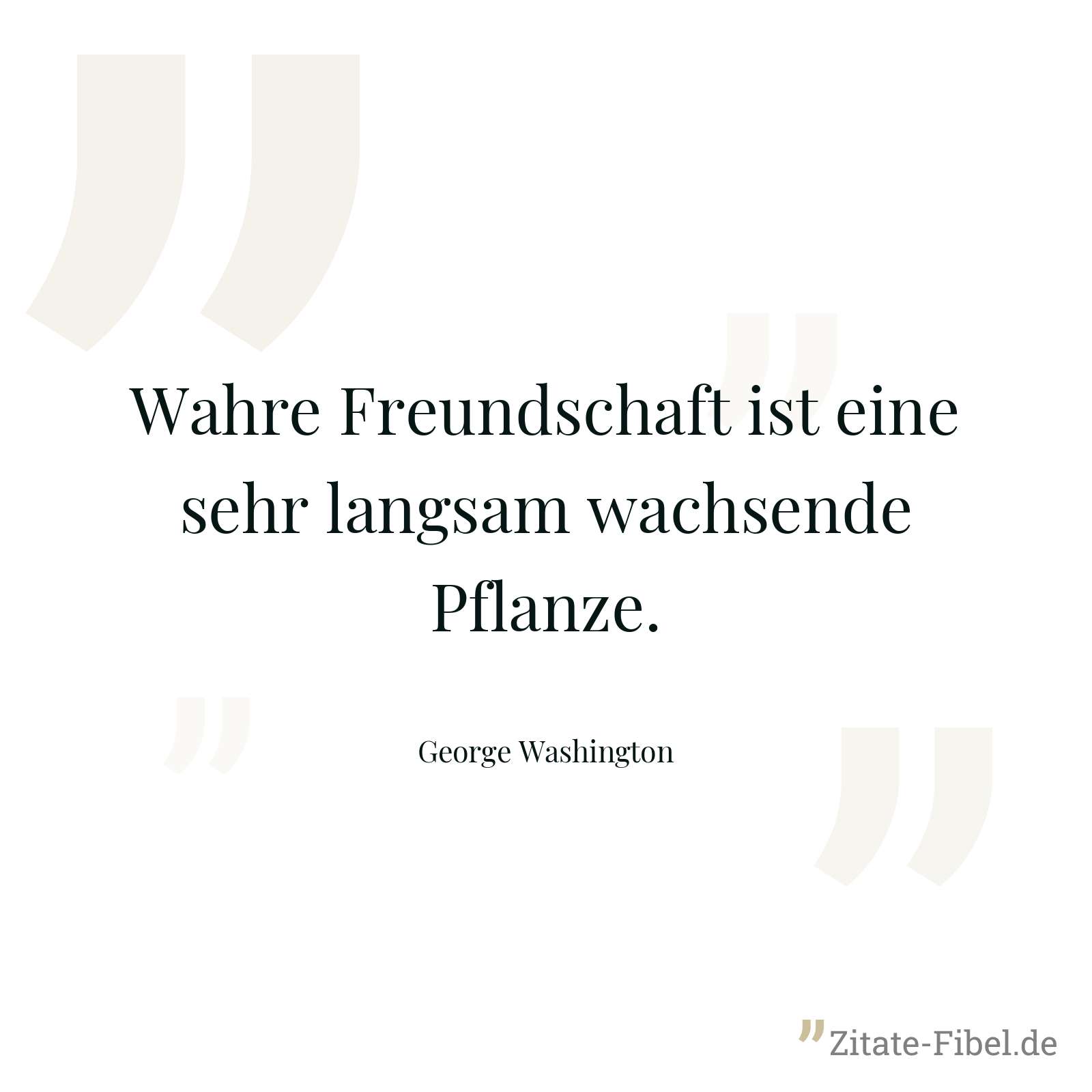 Wahre Freundschaft ist eine sehr langsam wachsende Pflanze. - George Washington