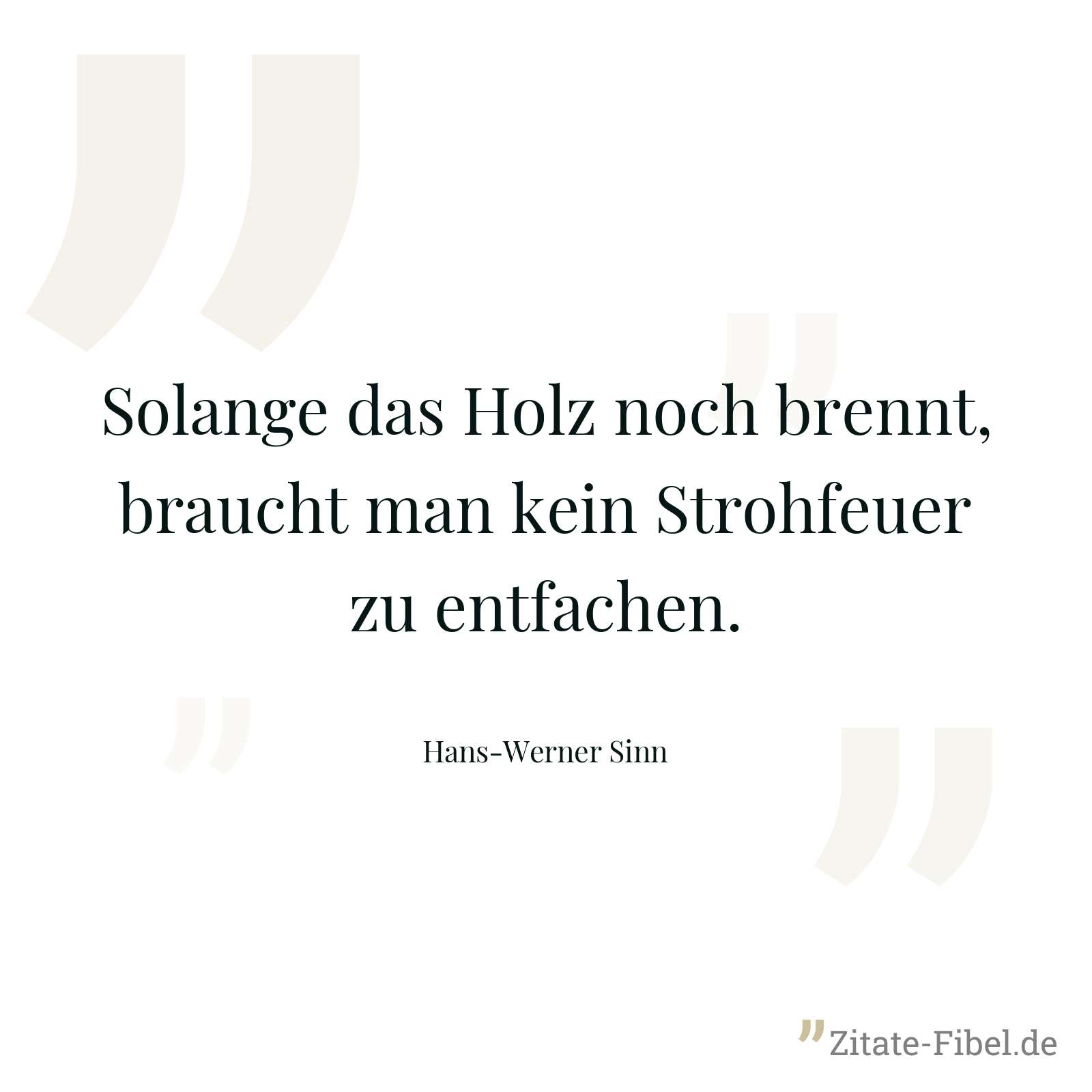 Solange das Holz noch brennt, braucht man kein Strohfeuer zu entfachen. - Hans-Werner Sinn