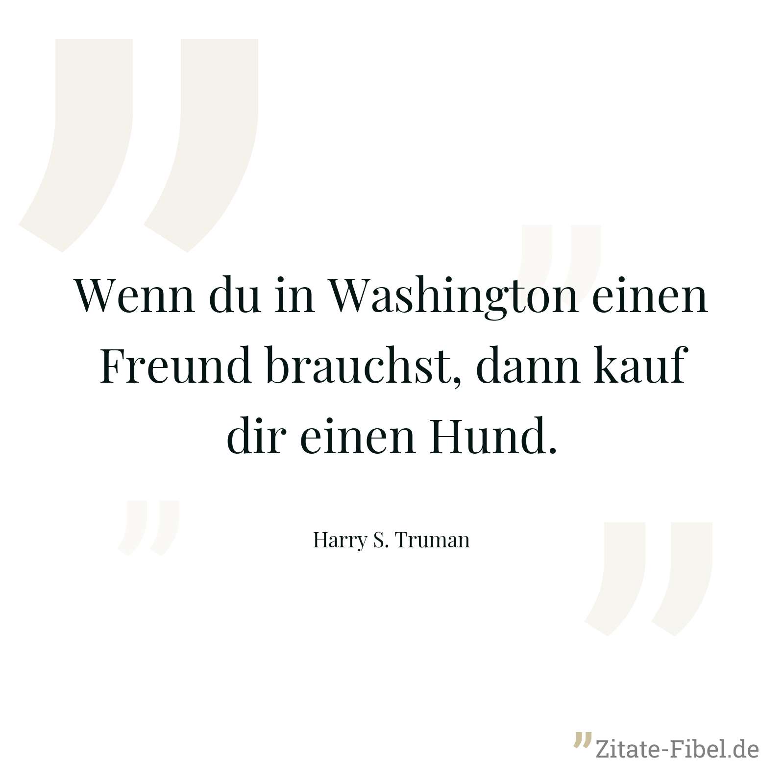 Wenn du in Washington einen Freund brauchst, dann kauf dir einen Hund. - Harry S. Truman