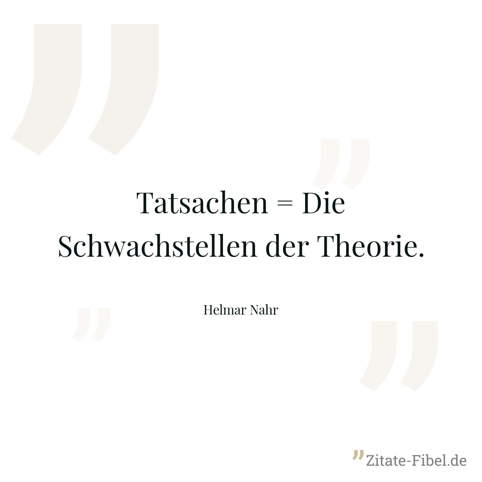 Tatsachen = Die Schwachstellen der Theorie. - Helmar Nahr