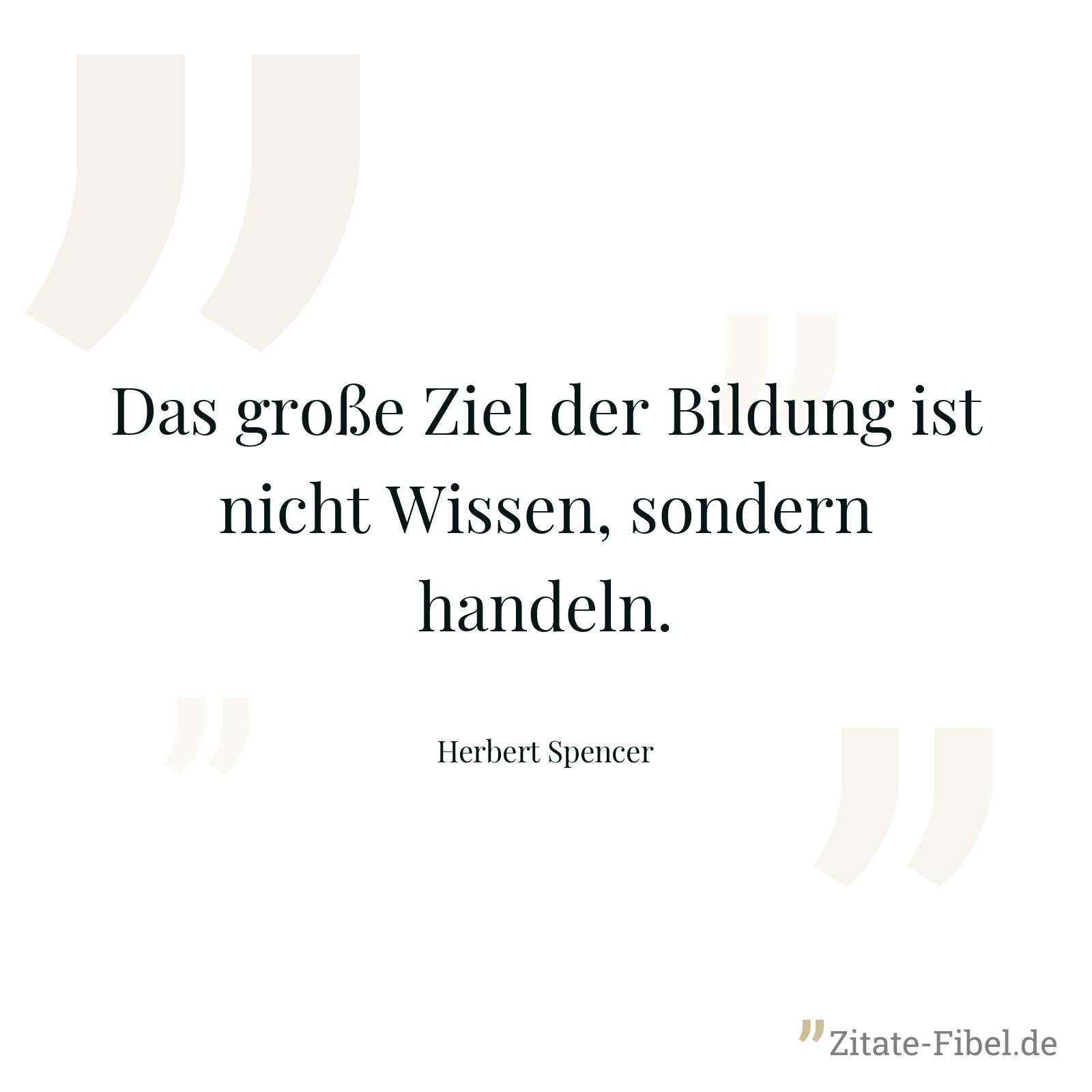 Das große Ziel der Bildung ist nicht Wissen, sondern handeln. - Herbert Spencer