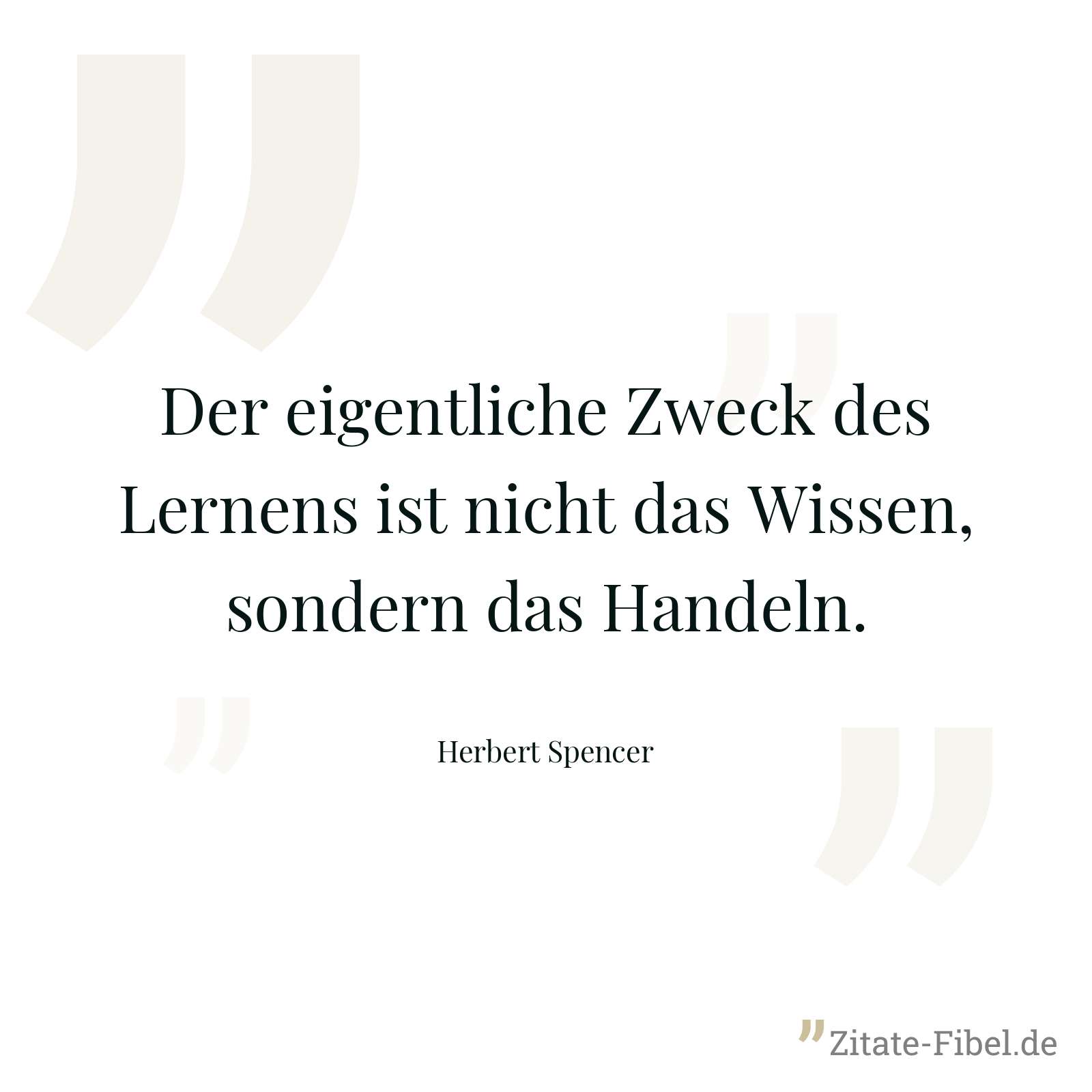 Der eigentliche Zweck des Lernens ist nicht das Wissen, sondern das Handeln. - Herbert Spencer