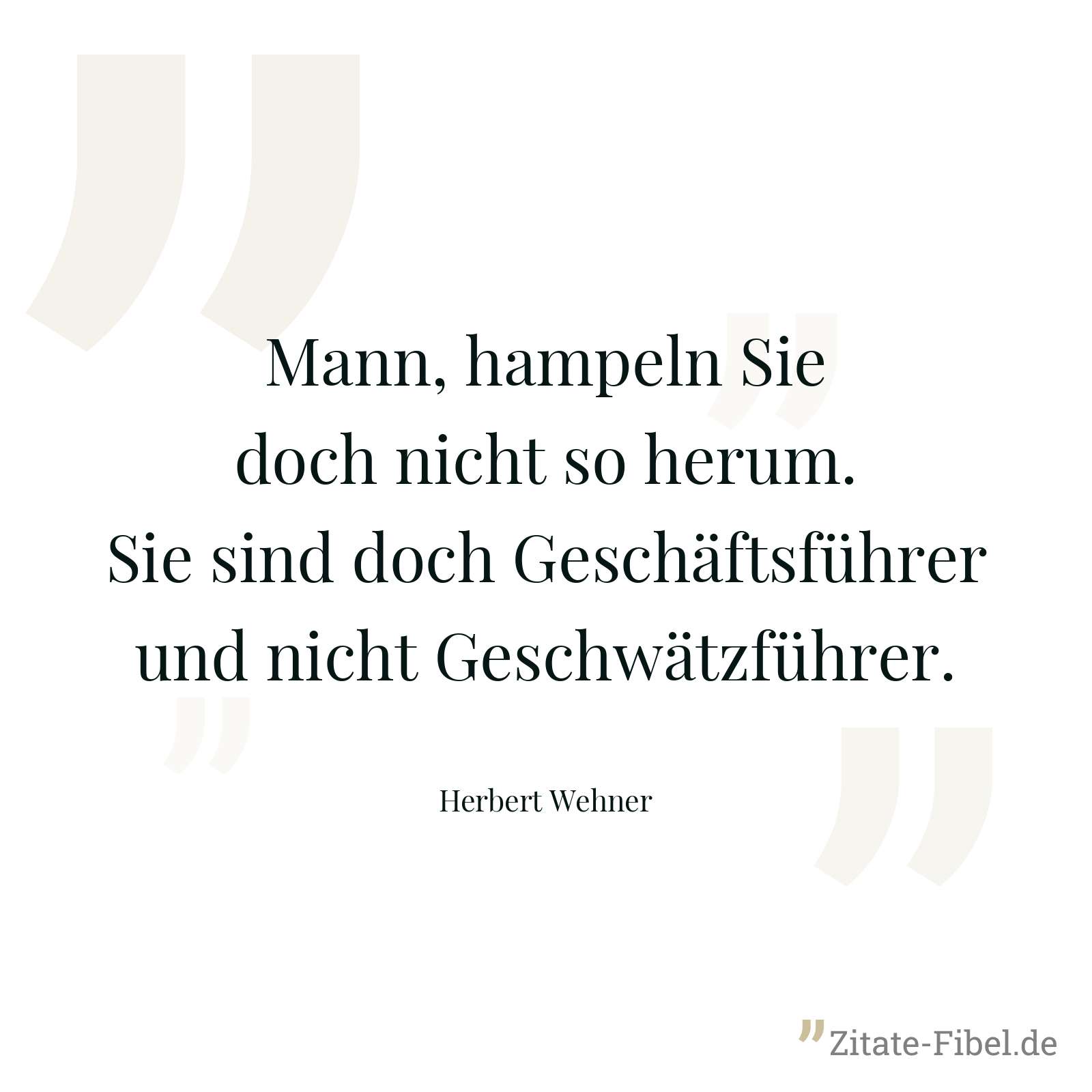Mann, hampeln Sie doch nicht so herum. Sie sind doch Geschäftsführer und nicht Geschwätzführer. - Herbert Wehner