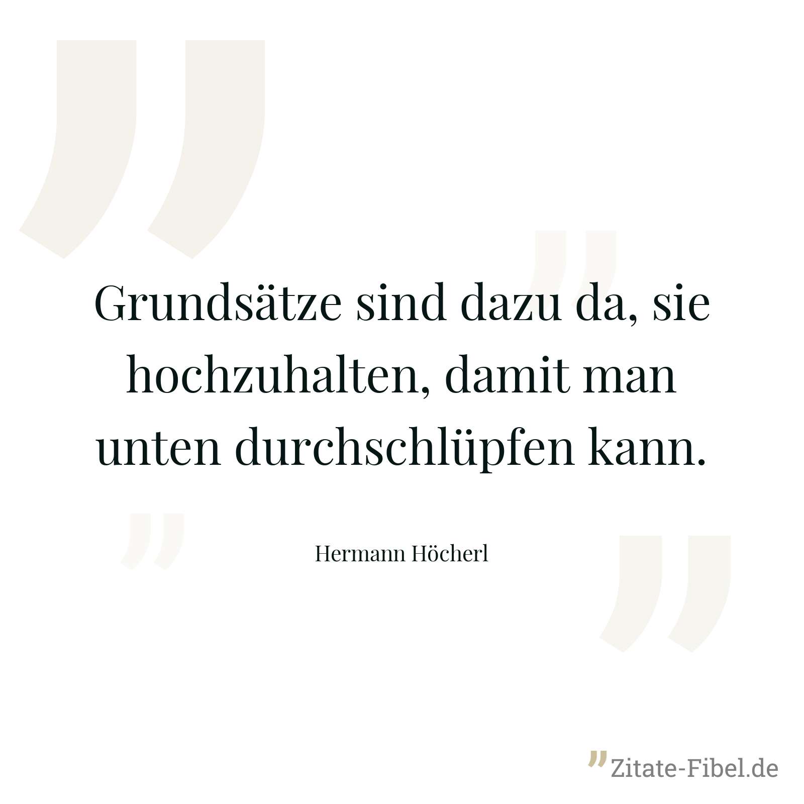 Grundsätze sind dazu da, sie hochzuhalten, damit man unten durchschlüpfen kann. - Hermann Höcherl