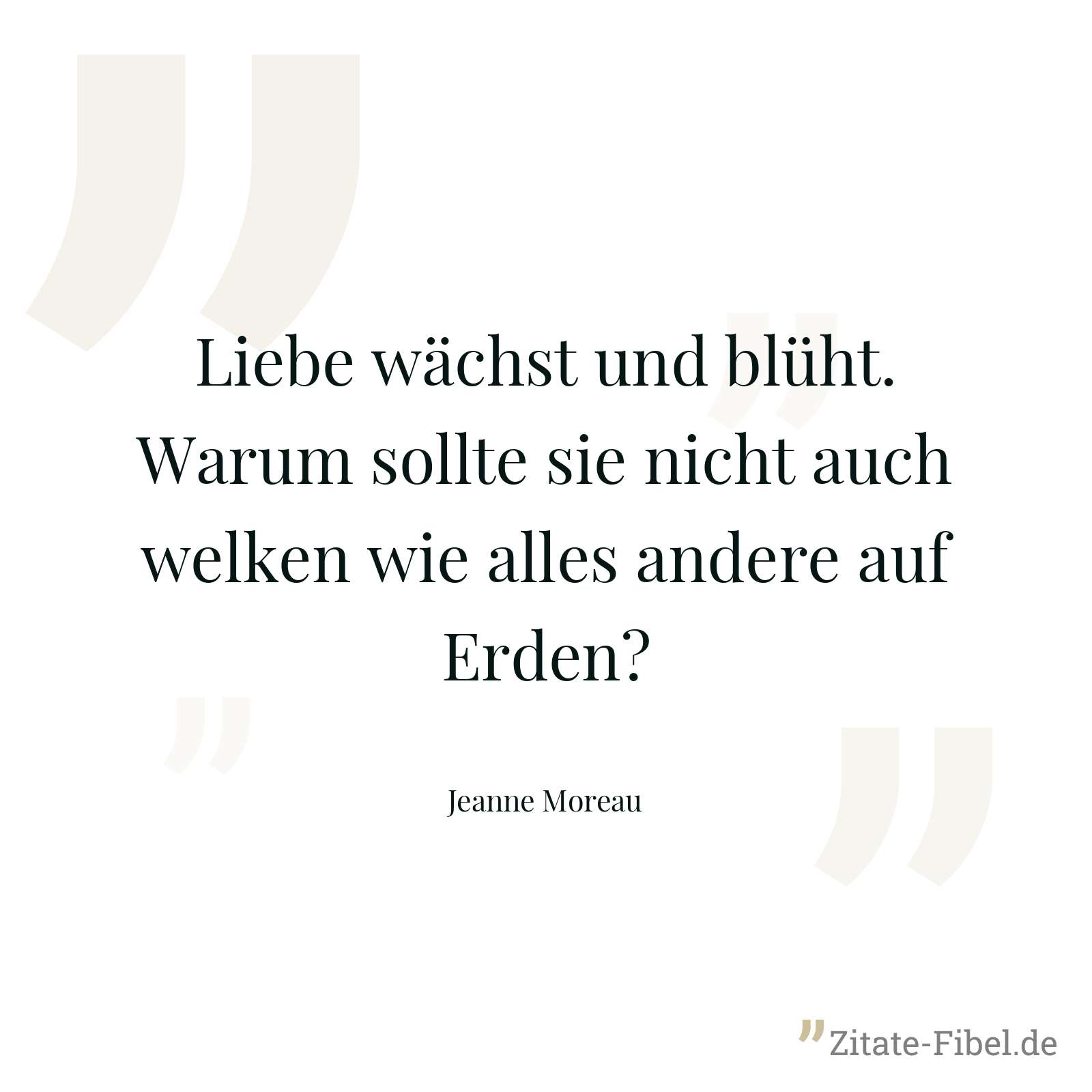 Liebe wächst und blüht. Warum sollte sie nicht auch welken wie alles andere auf Erden? - Jeanne Moreau