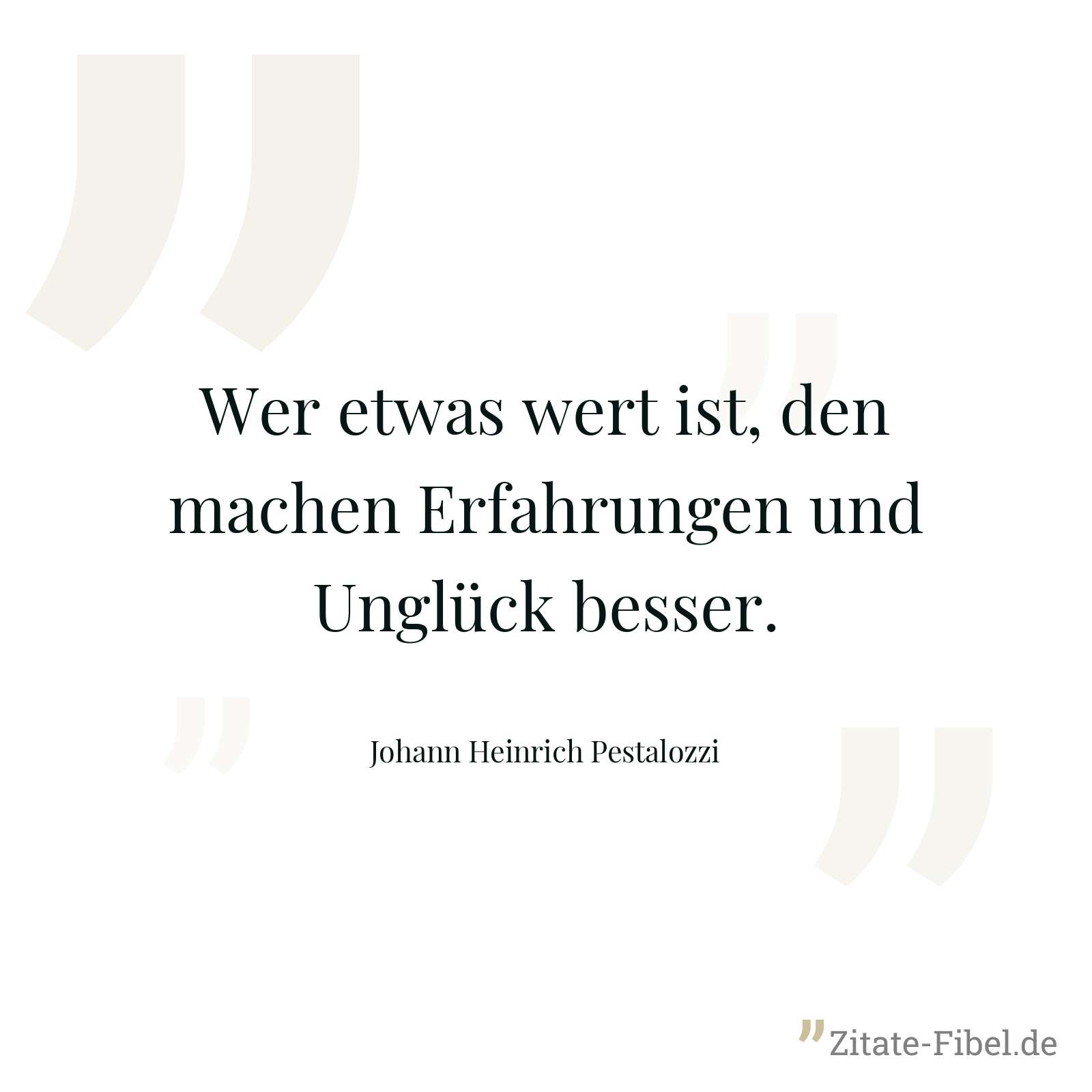 Wer etwas wert ist, den machen Erfahrungen und Unglück besser. - Johann Heinrich Pestalozzi
