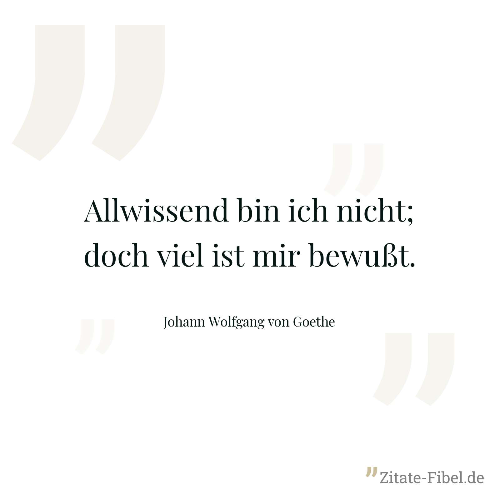 Allwissend bin ich nicht; doch viel ist mir bewußt. - Johann Wolfgang von Goethe