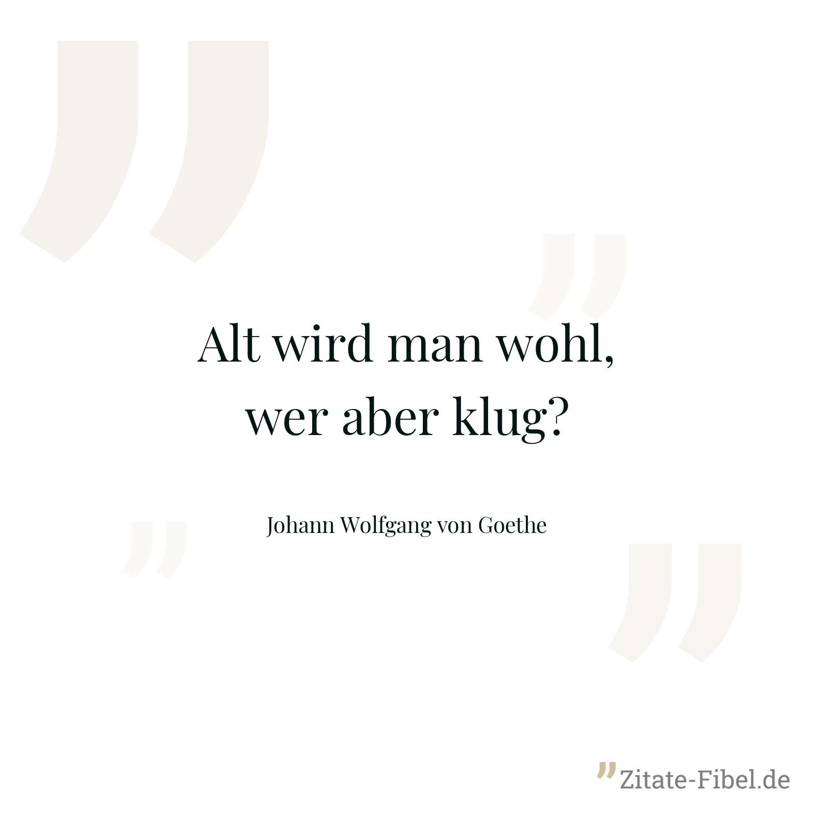 Alt wird man wohl, wer aber klug? - Johann Wolfgang von Goethe