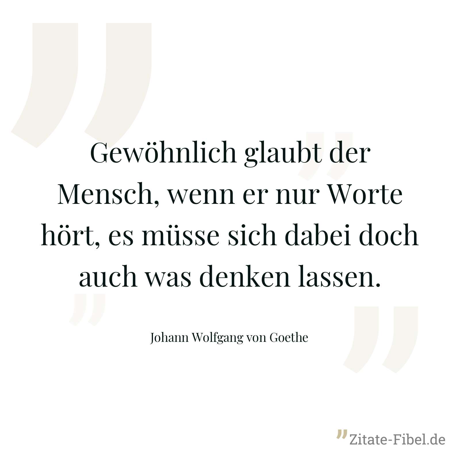 Gewöhnlich glaubt der Mensch, wenn er nur Worte hört, es müsse sich dabei doch auch was denken lassen. - Johann Wolfgang von Goethe
