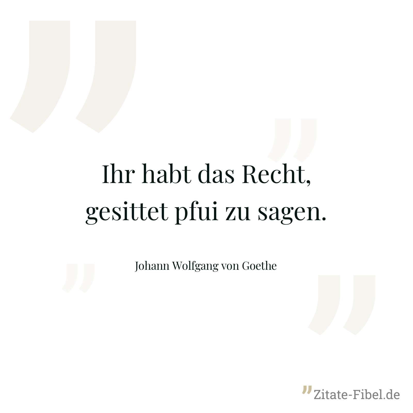 Ihr habt das Recht, gesittet pfui zu sagen. - Johann Wolfgang von Goethe
