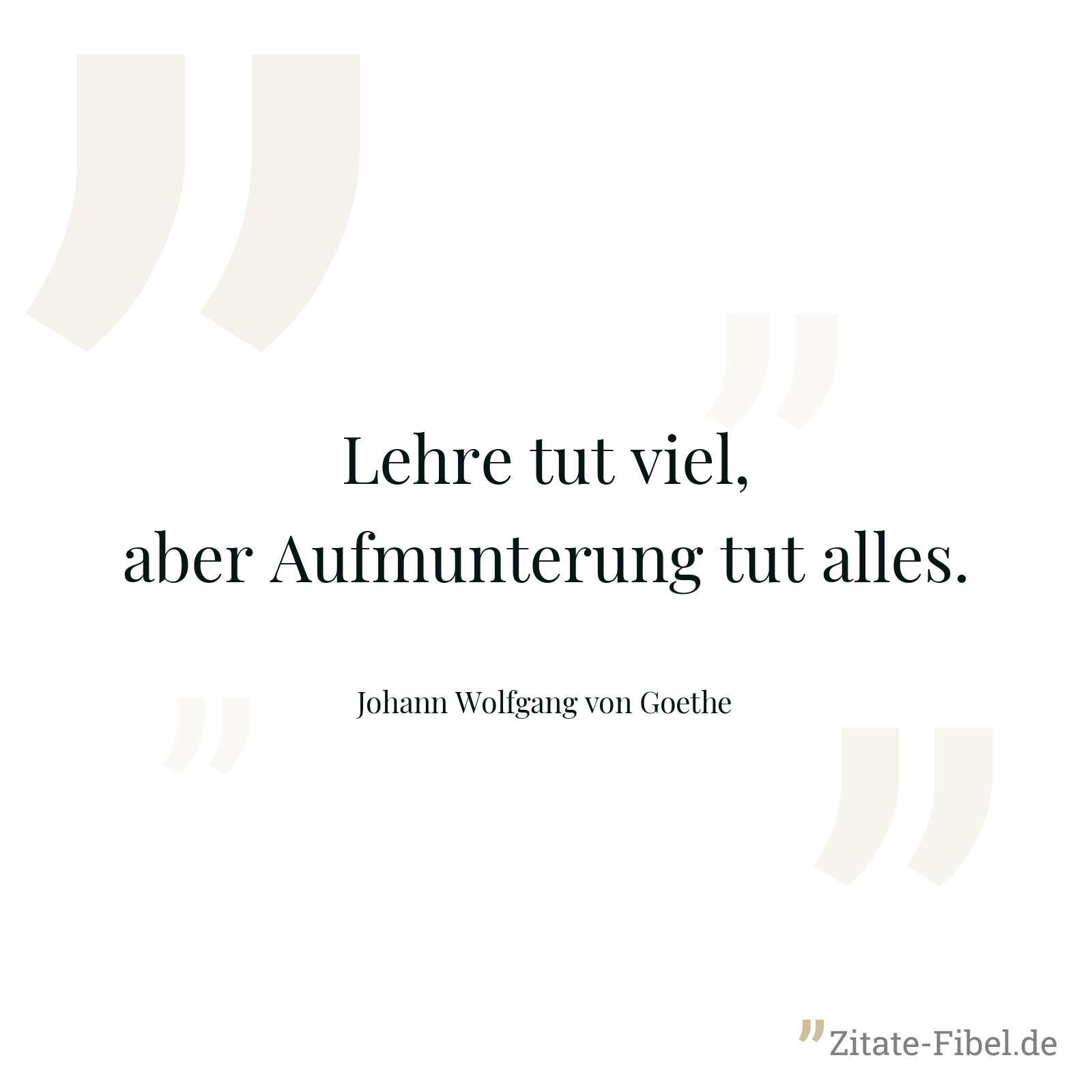 Lehre tut viel, aber Aufmunterung tut alles. - Johann Wolfgang von Goethe